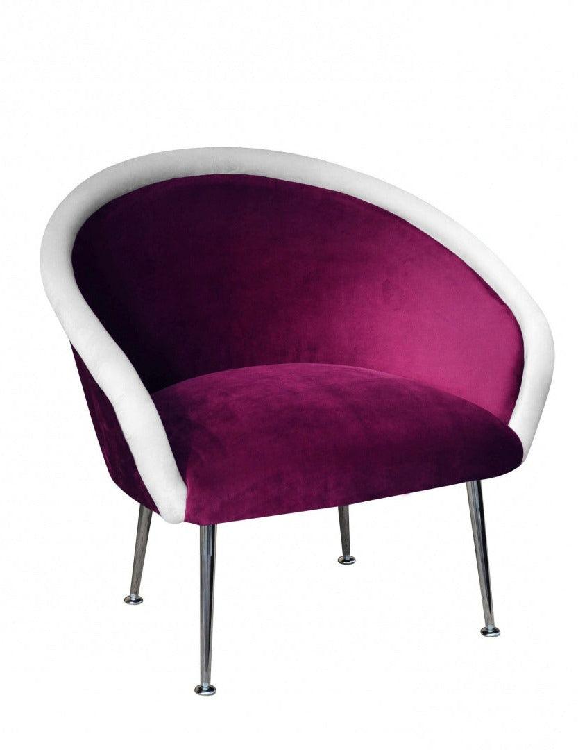 PLUM 3 purple armchair with white roller, Happy Barok, Eye on Design