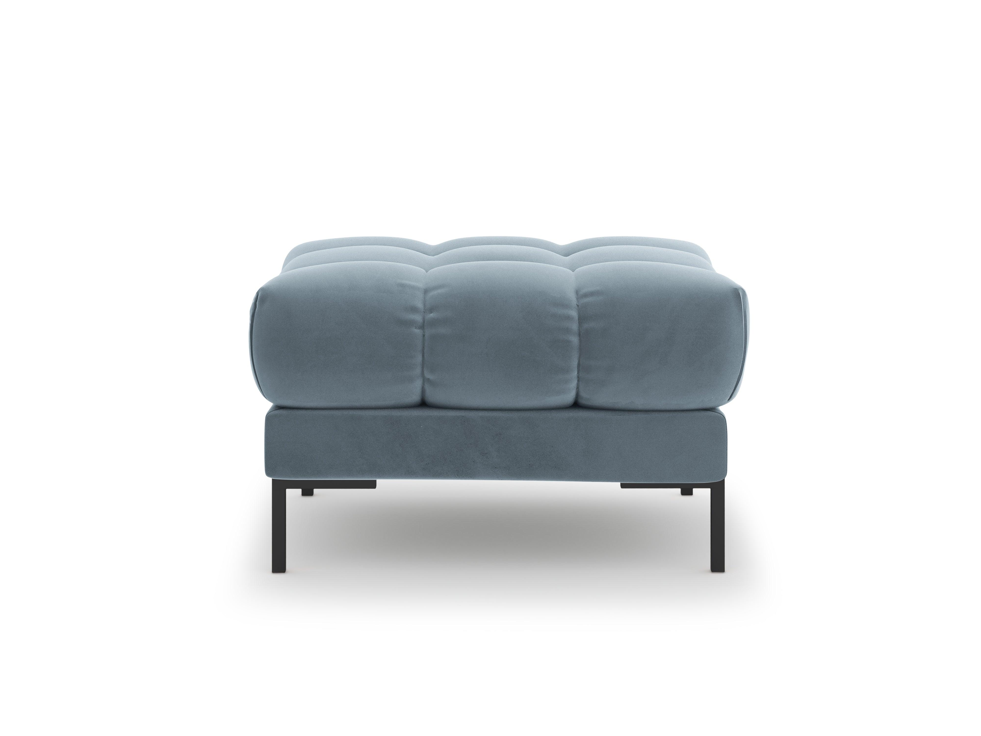 Pouffe velvet BALI light blue with black base - Eye on Design