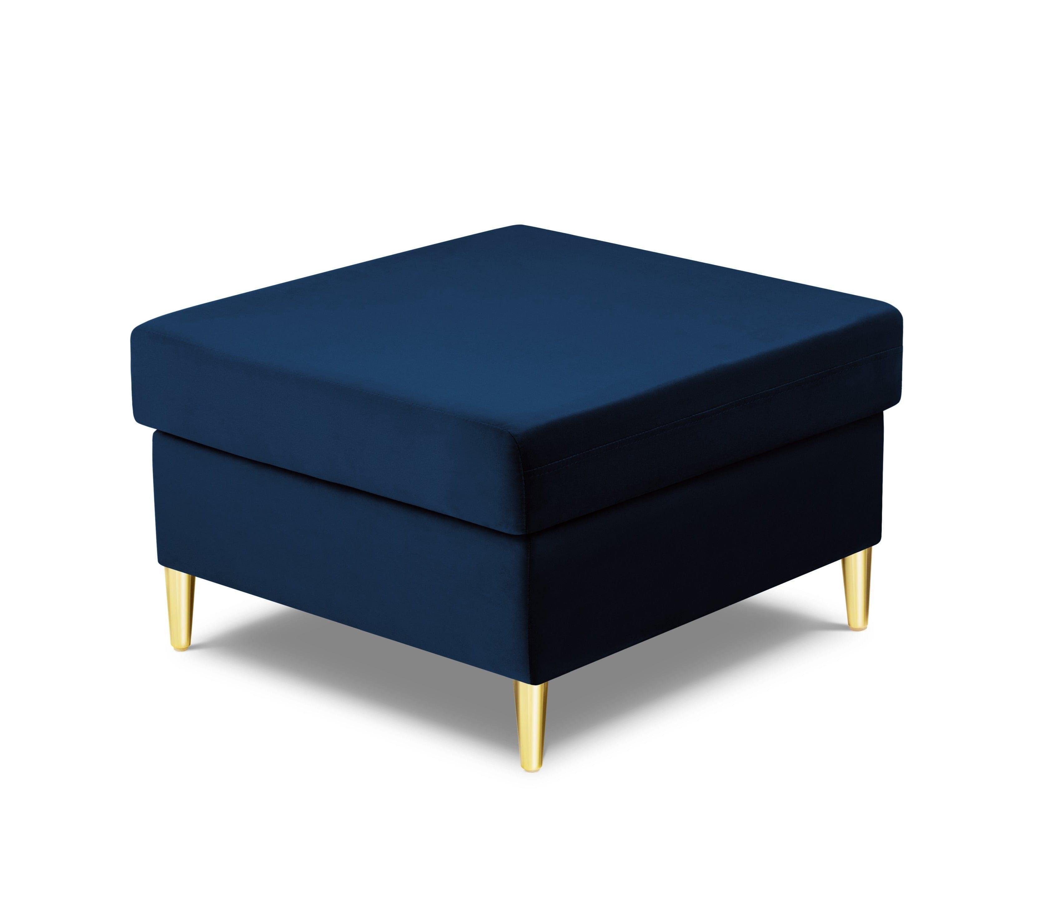 Pouffe velvet KYOTO blue with golden base - Eye on Design