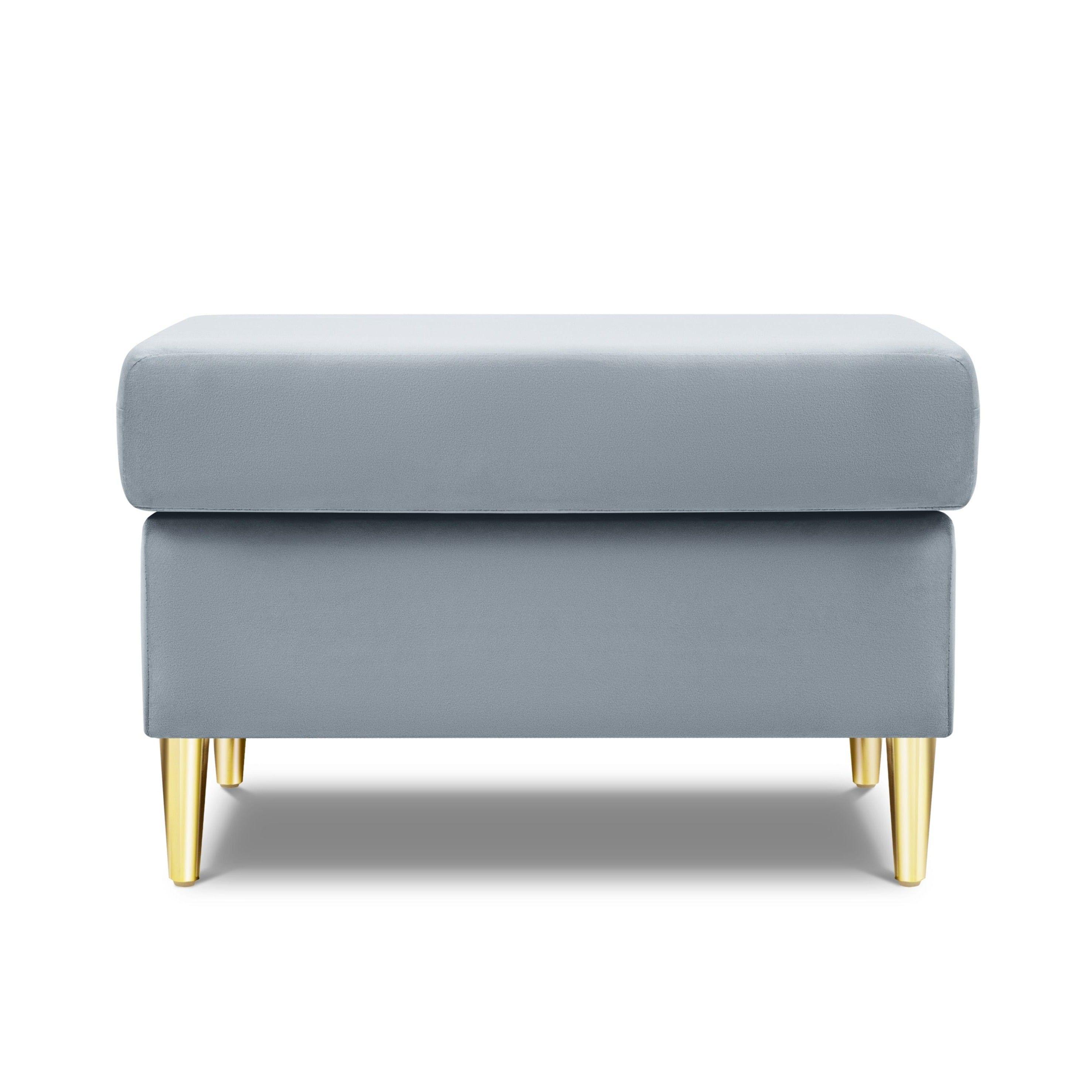 Pouffe velvet KYOTO light blue with golden base - Eye on Design