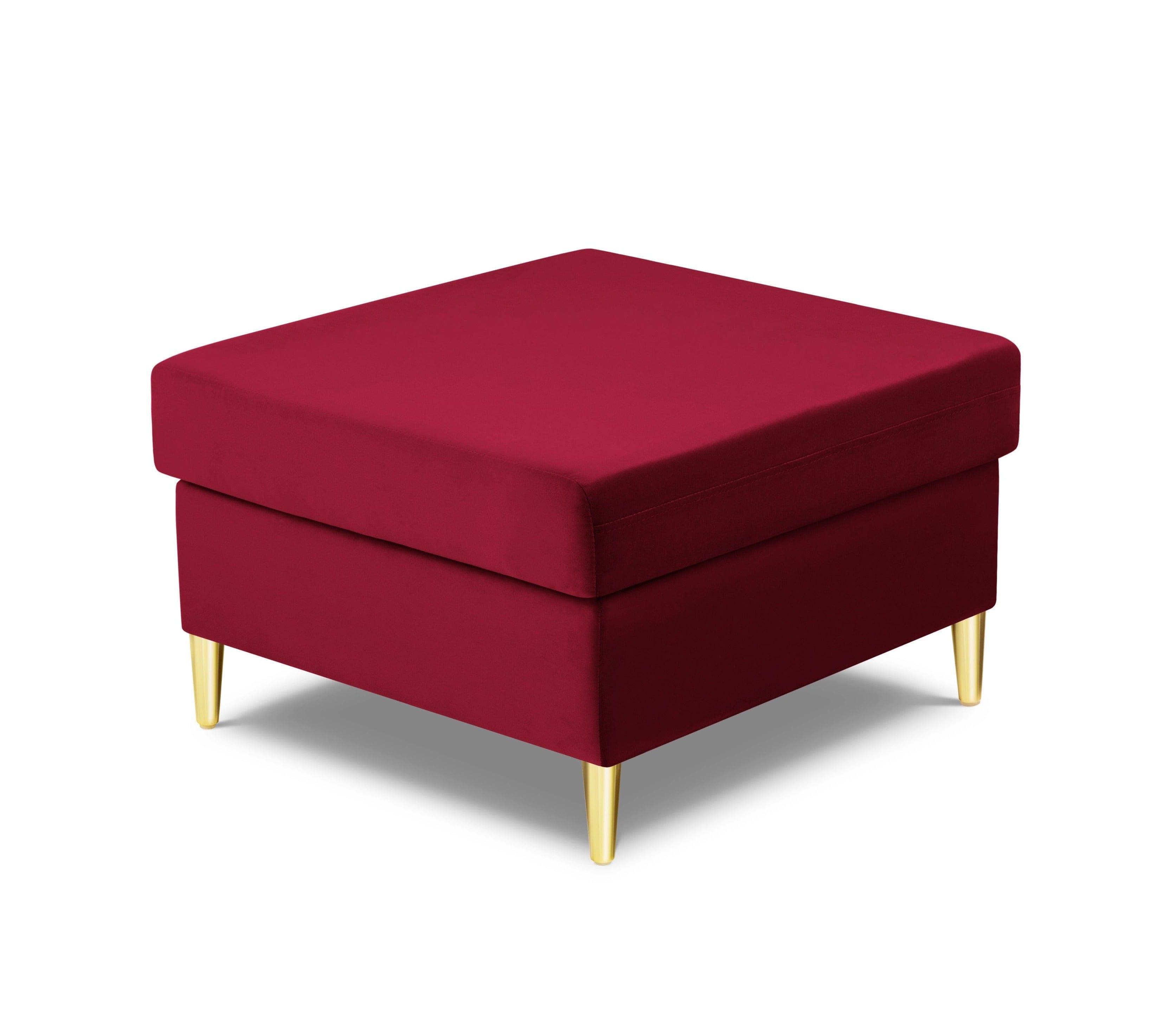 Pouffe velvet KYOTO red with golden base - Eye on Design