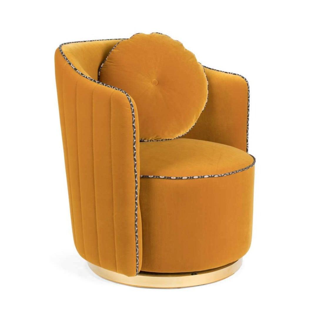 This velvet armchair for the living room exudes the atmosphere of the Parisian Buduar in the retro style. But this is not only style and content, because the Bold Monkey Sassy Granny chair is also a functional element of decor. The armchair itself is mounted on a rotating base and equipped with a removable pillow - both of these things provide an additional layer of comfort.