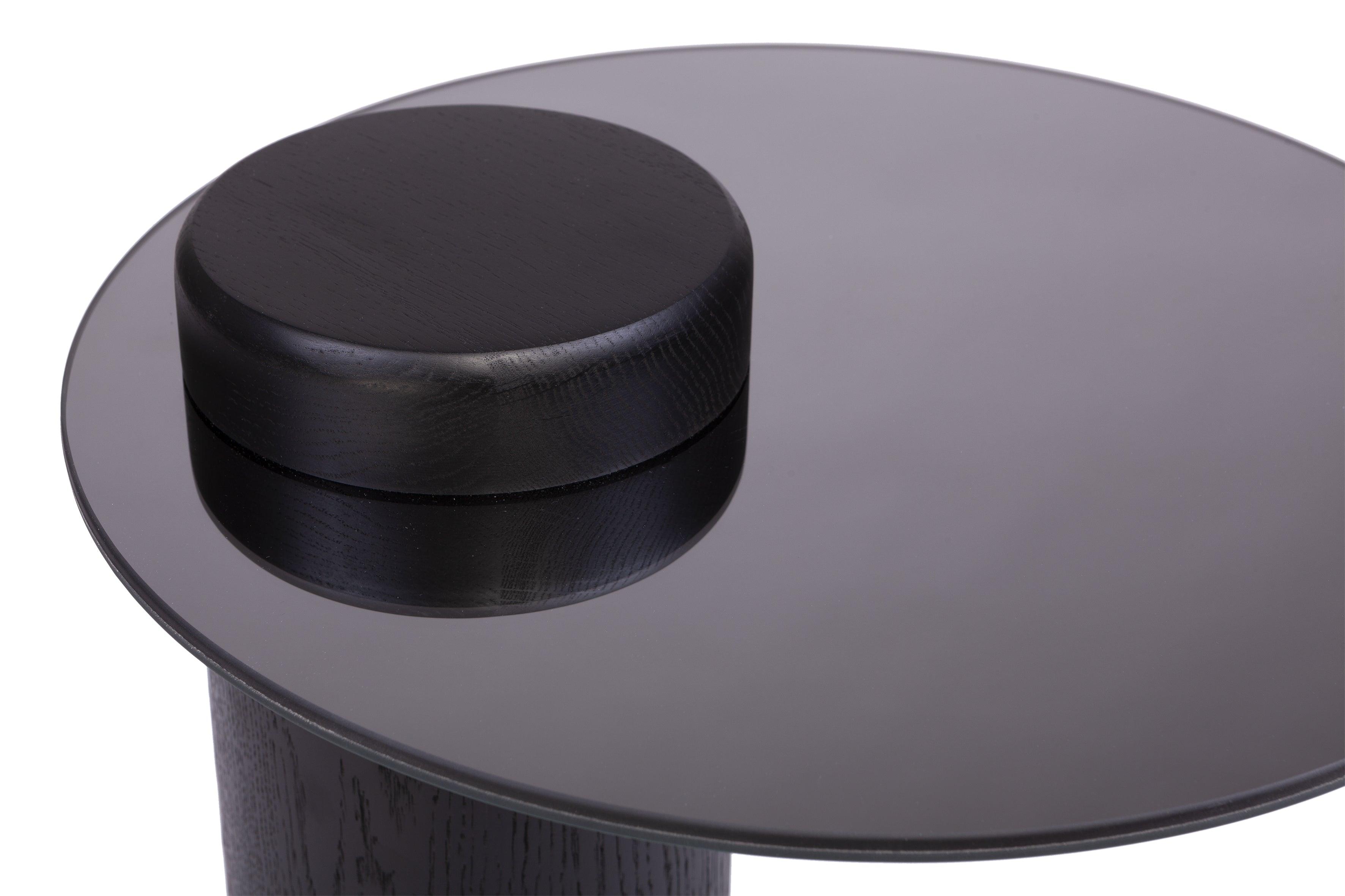 SKIEN #1 black oak table with mirrored top - Eye on Design