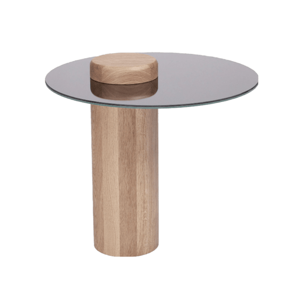 SKIEN #2 table natural oak with mirror top - Eye on Design