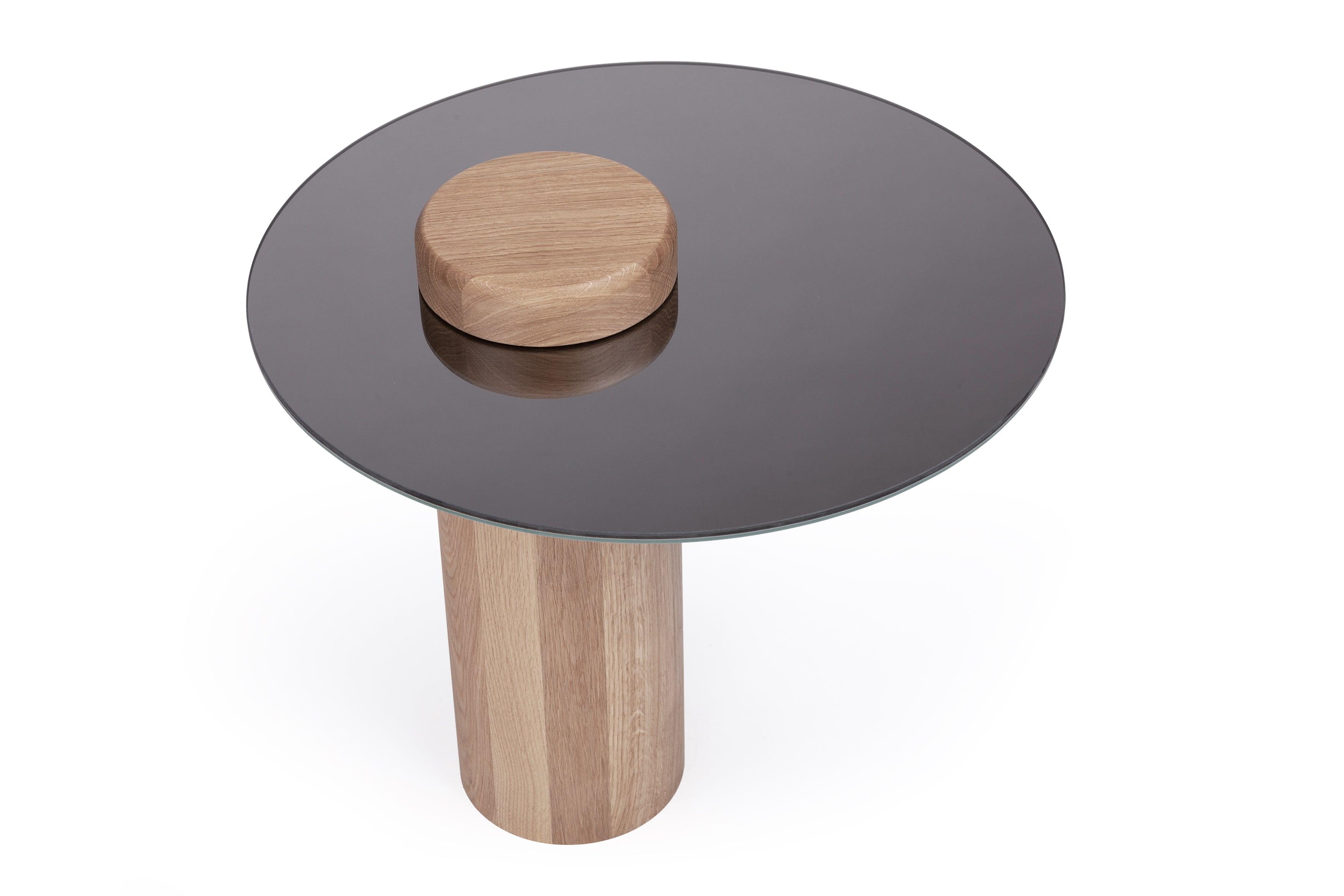 SKIEN #2 table natural oak with mirror top - Eye on Design