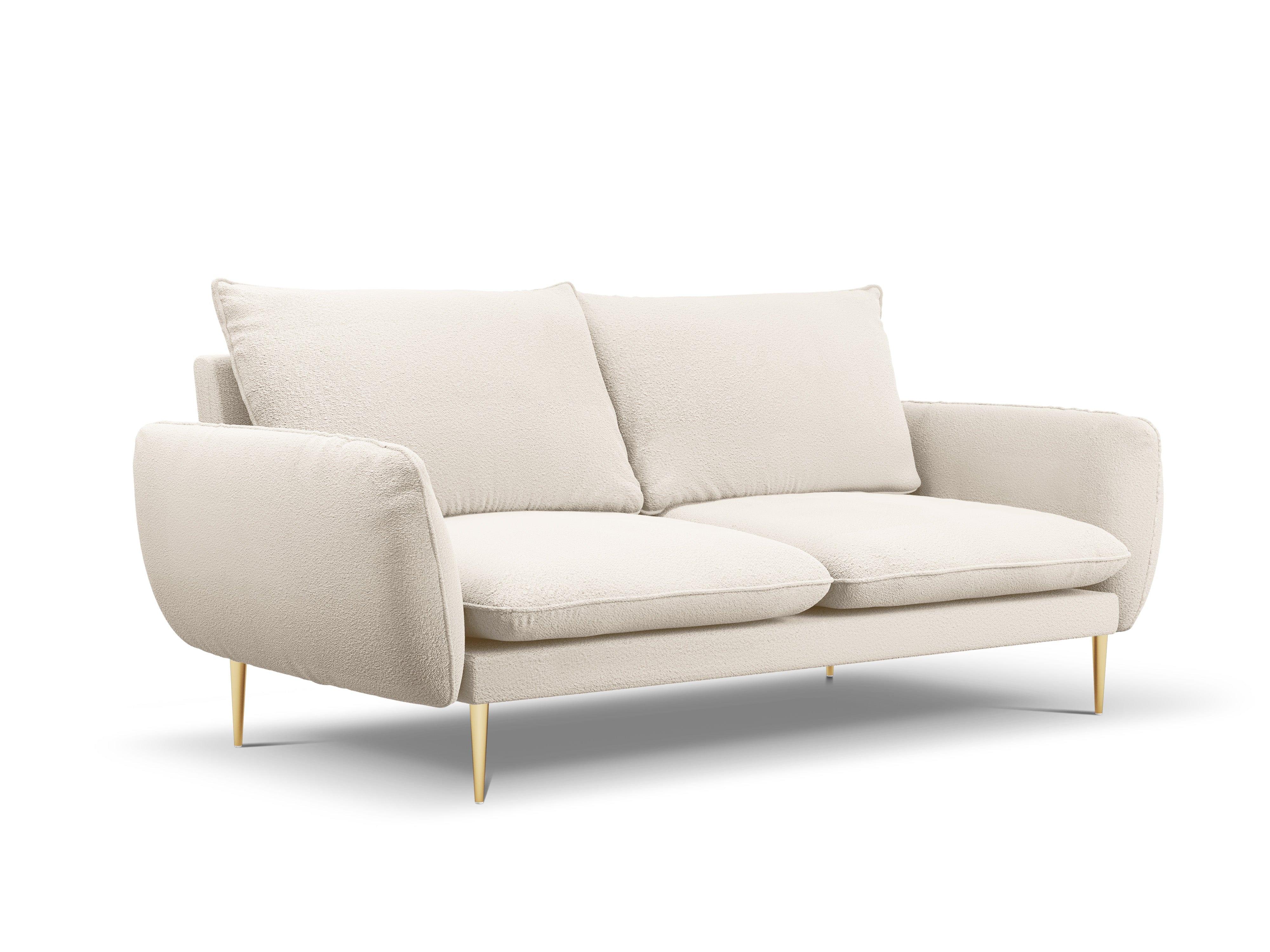 Sofa in boucle fabric 3-seater VIENNA beige with gold base - Eye on Design