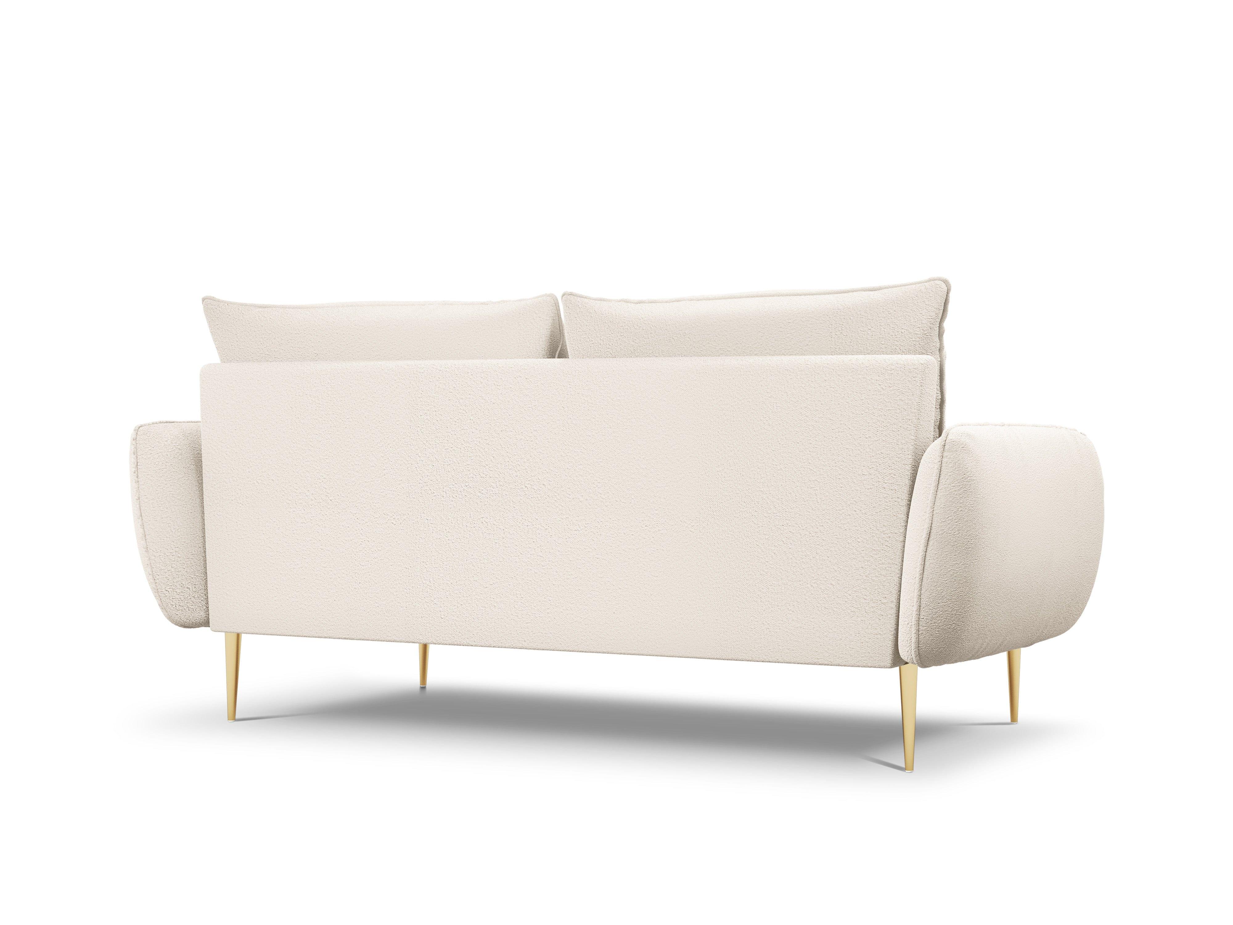 Sofa in boucle fabric 3-seater VIENNA beige with gold base - Eye on Design