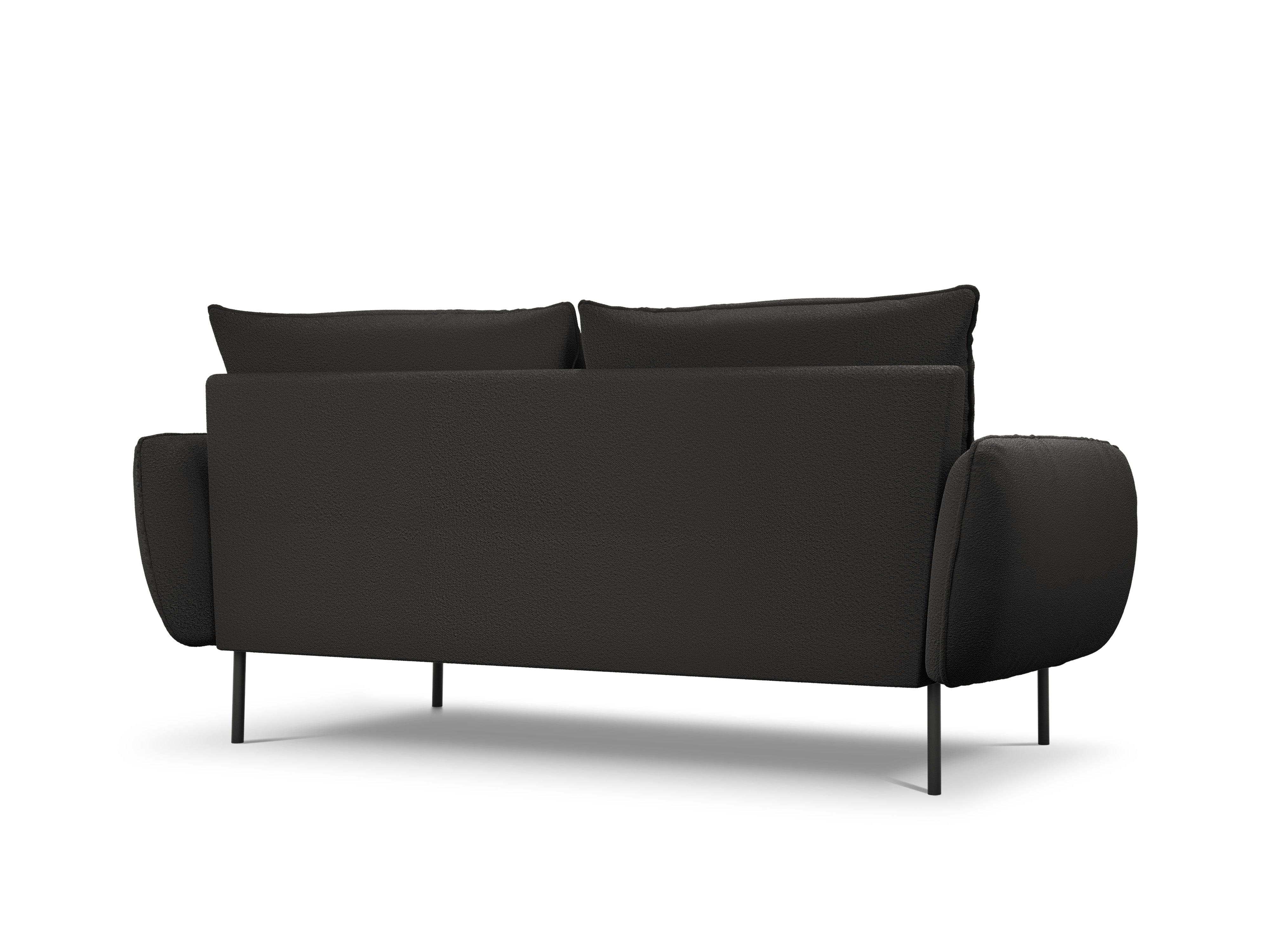 Sofa in boucle fabric 3-seater VIENNA black with black base - Eye on Design