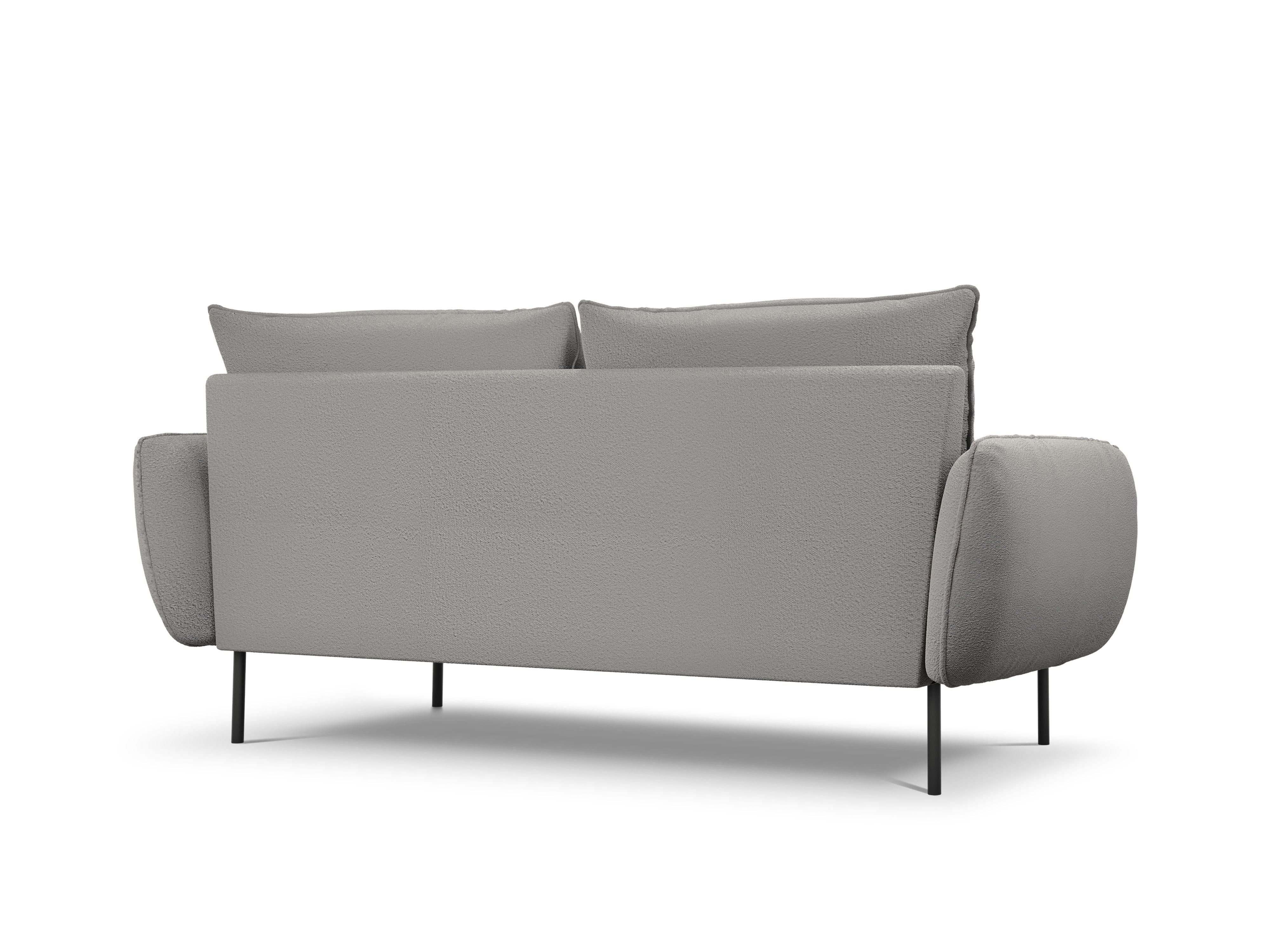 Sofa in boucle fabric 3-seater VIENNA grey with black base - Eye on Design