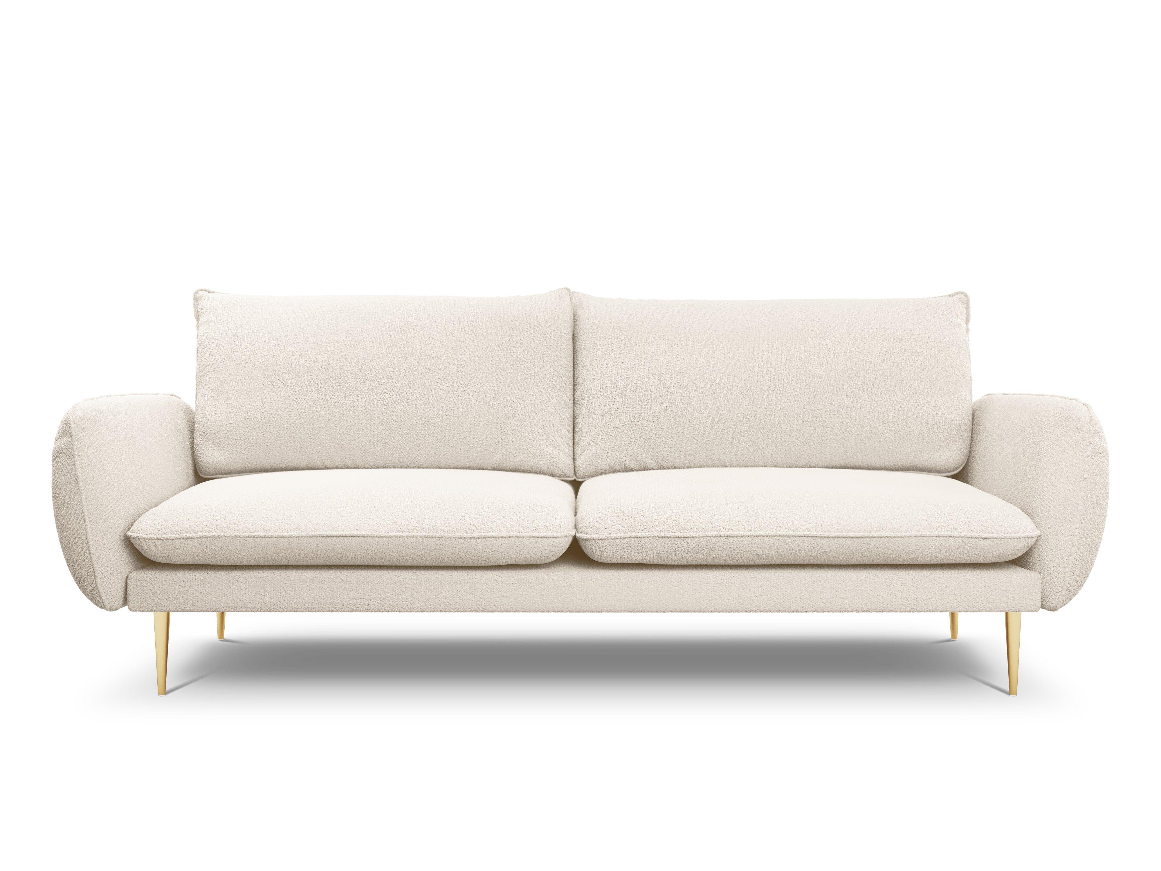 Sofa in boucle fabric 4-seater VIENNA beige with gold base - Eye on Design