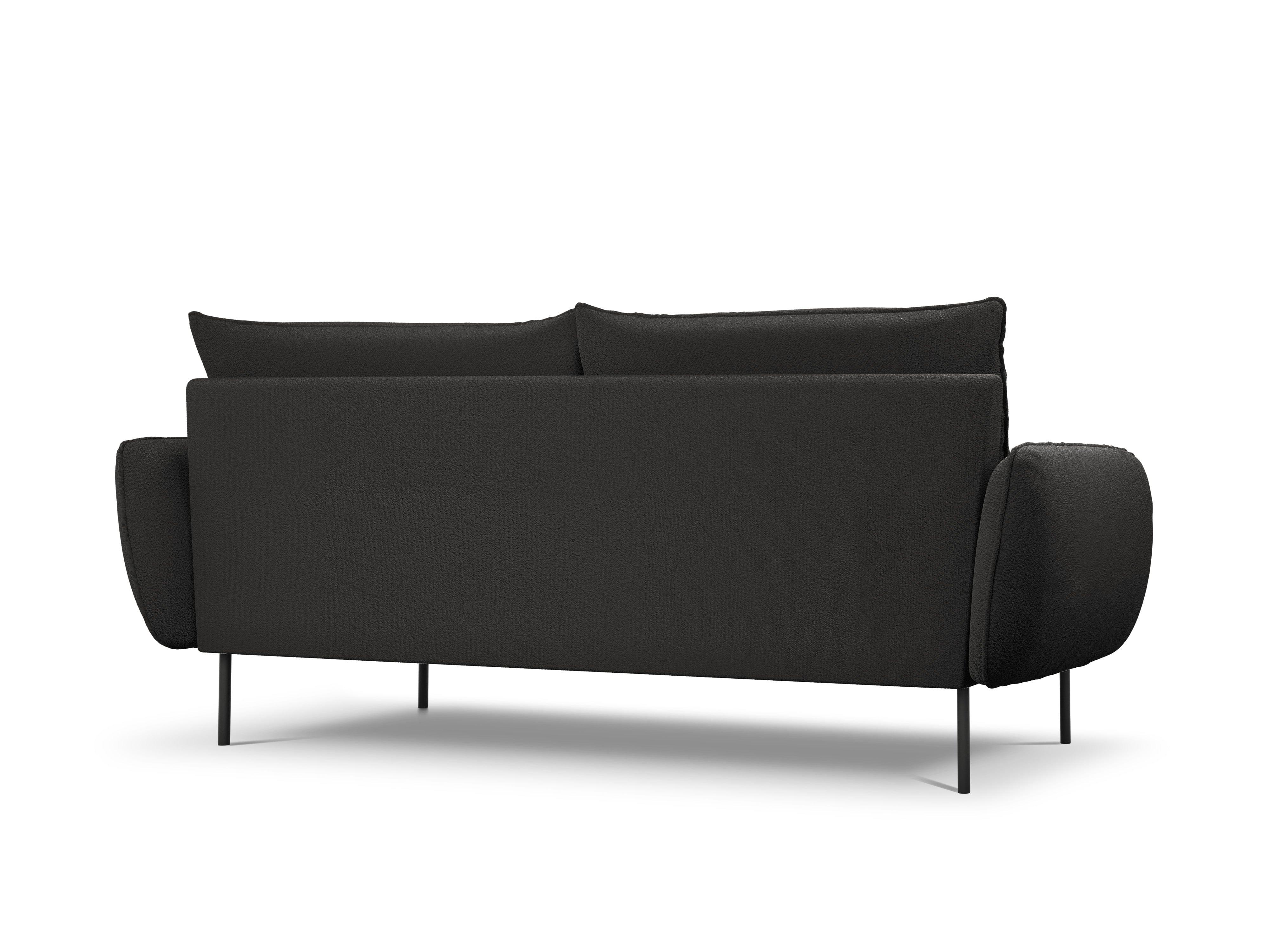 Sofa in boucle fabric 4-seater VIENNA black with black base - Eye on Design