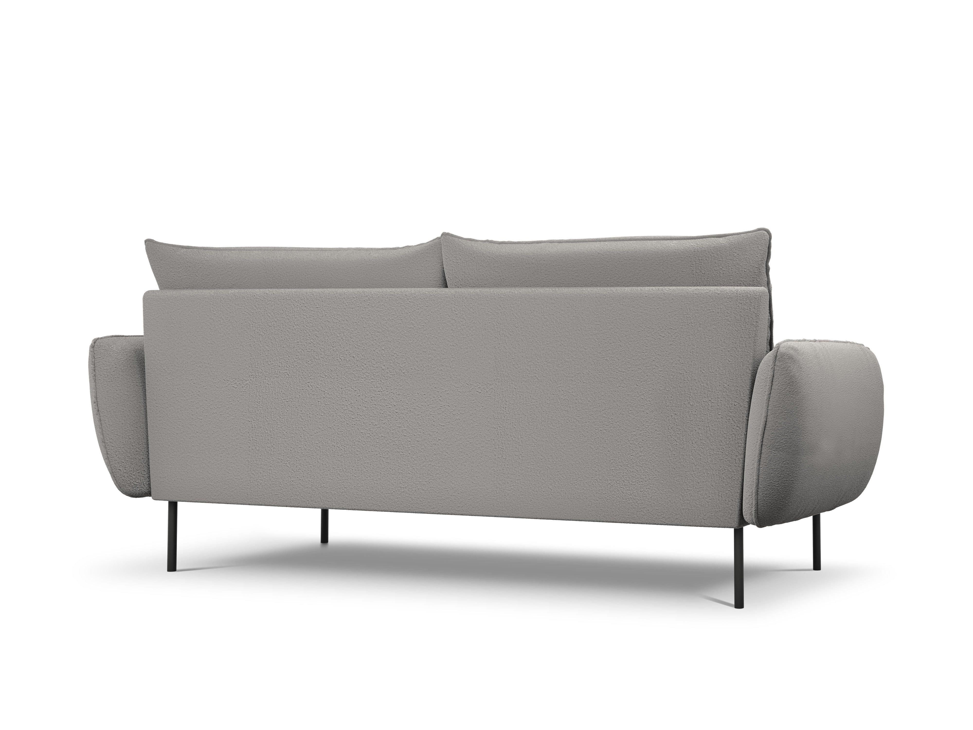 Sofa in boucle fabric 4-seater VIENNA grey with black base - Eye on Design