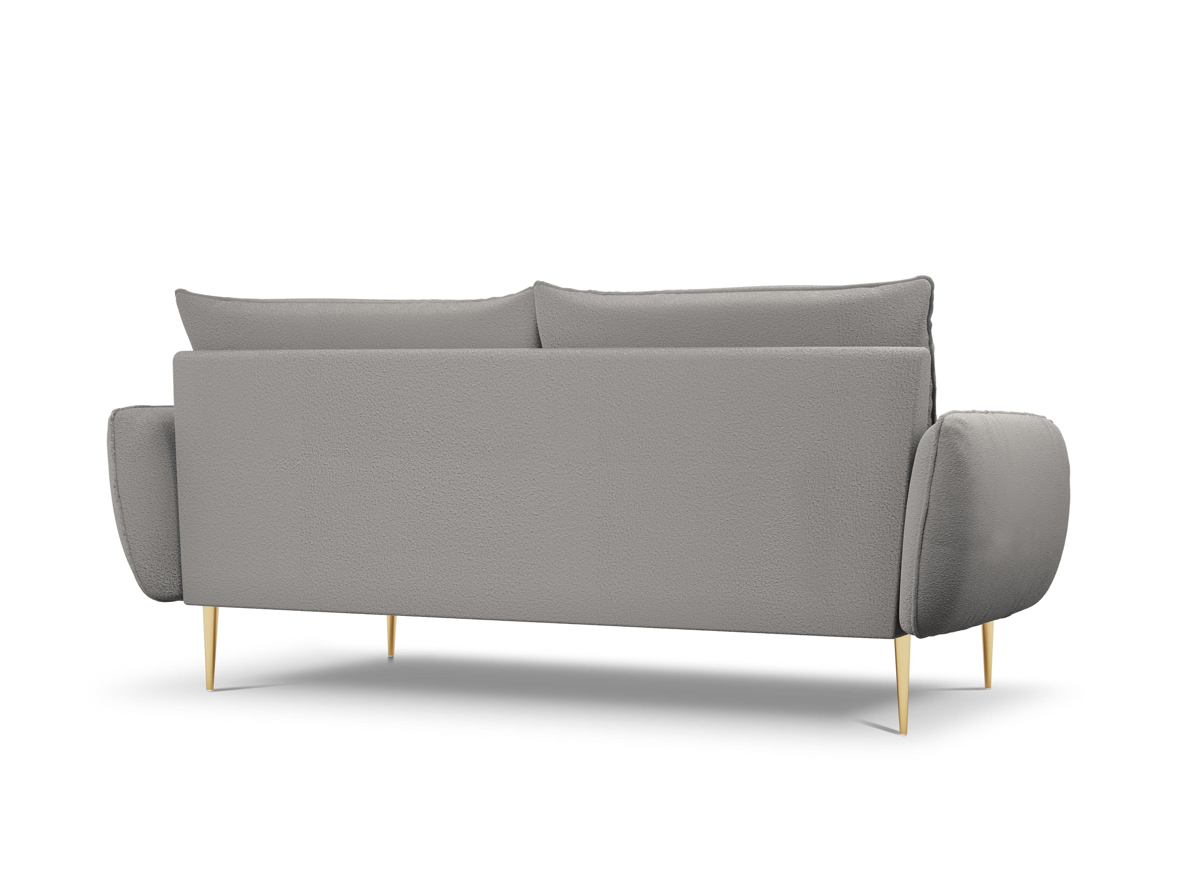 Sofa in boucle fabric 4-seater VIENNA grey with gold base - Eye on Design