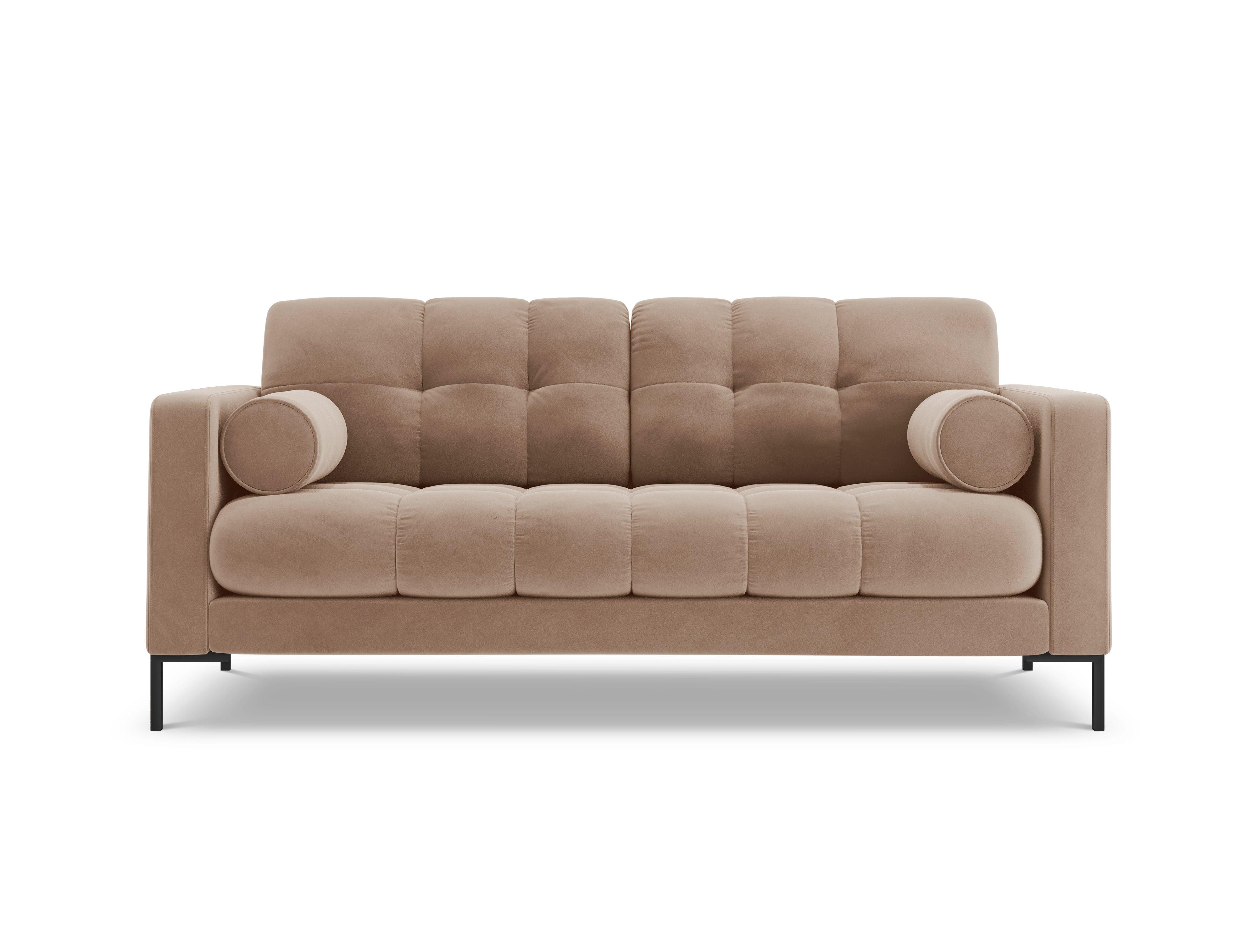 Sofa velvet 2-seater BALI beige with black base - Eye on Design