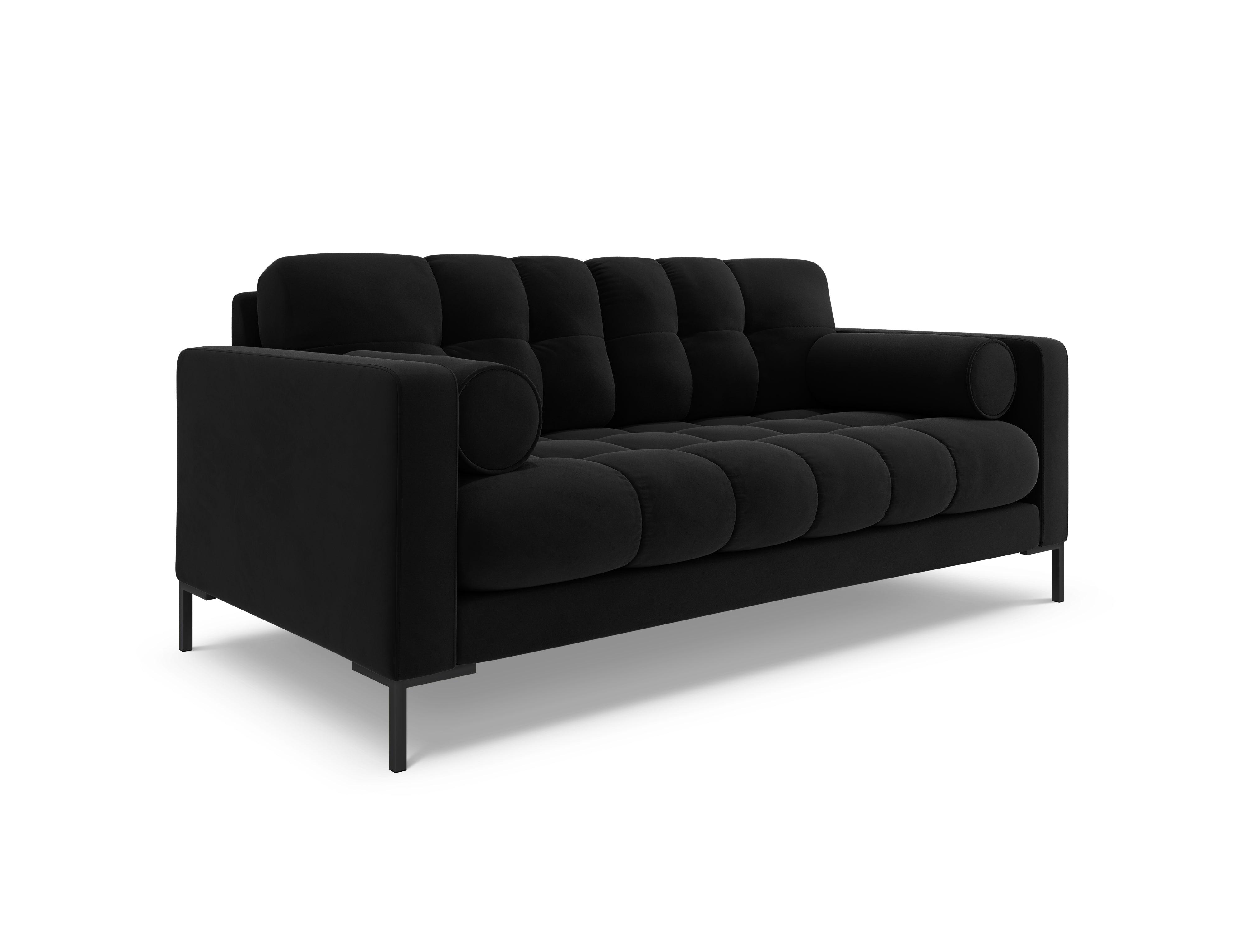 Sofa velvet 2-seater BALI black with black base - Eye on Design