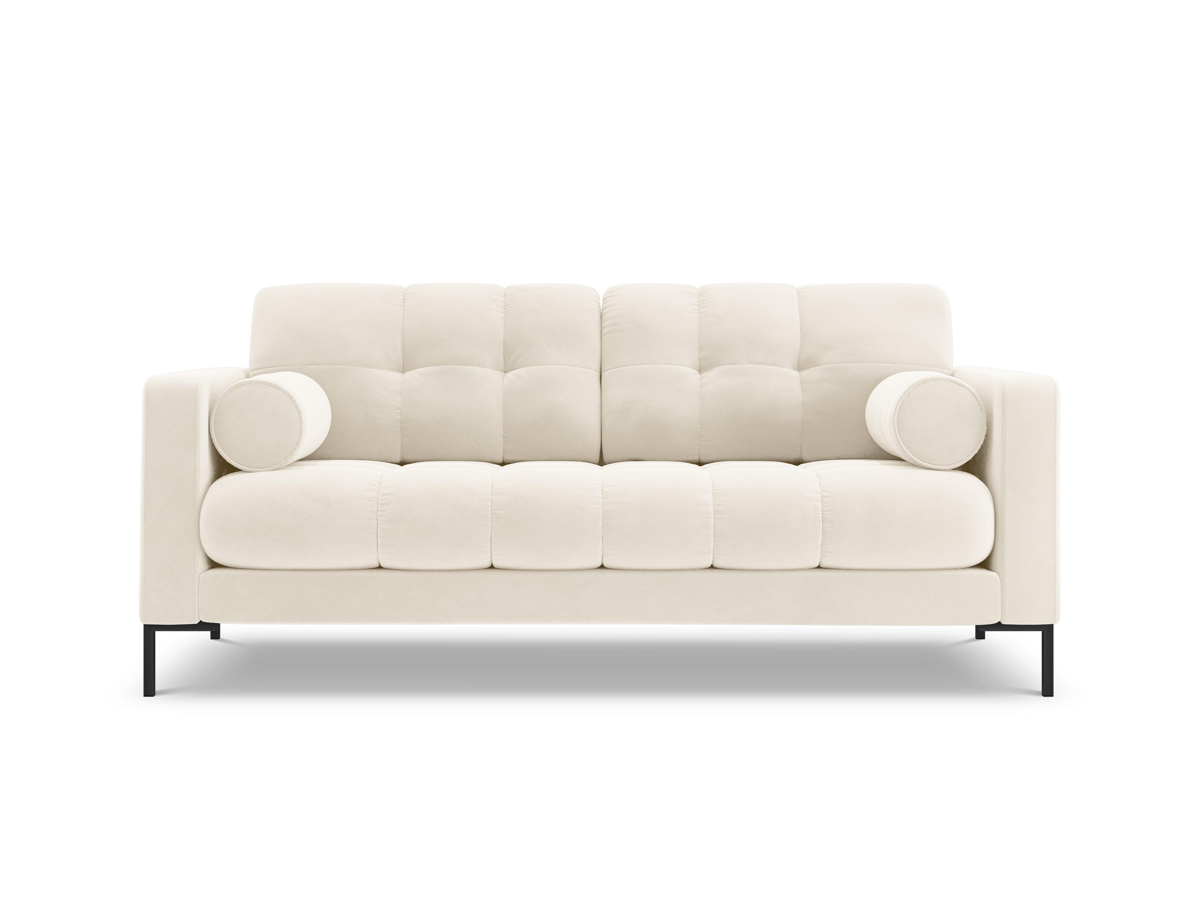 Sofa velvet 2-seater BALI light beige with black base - Eye on Design