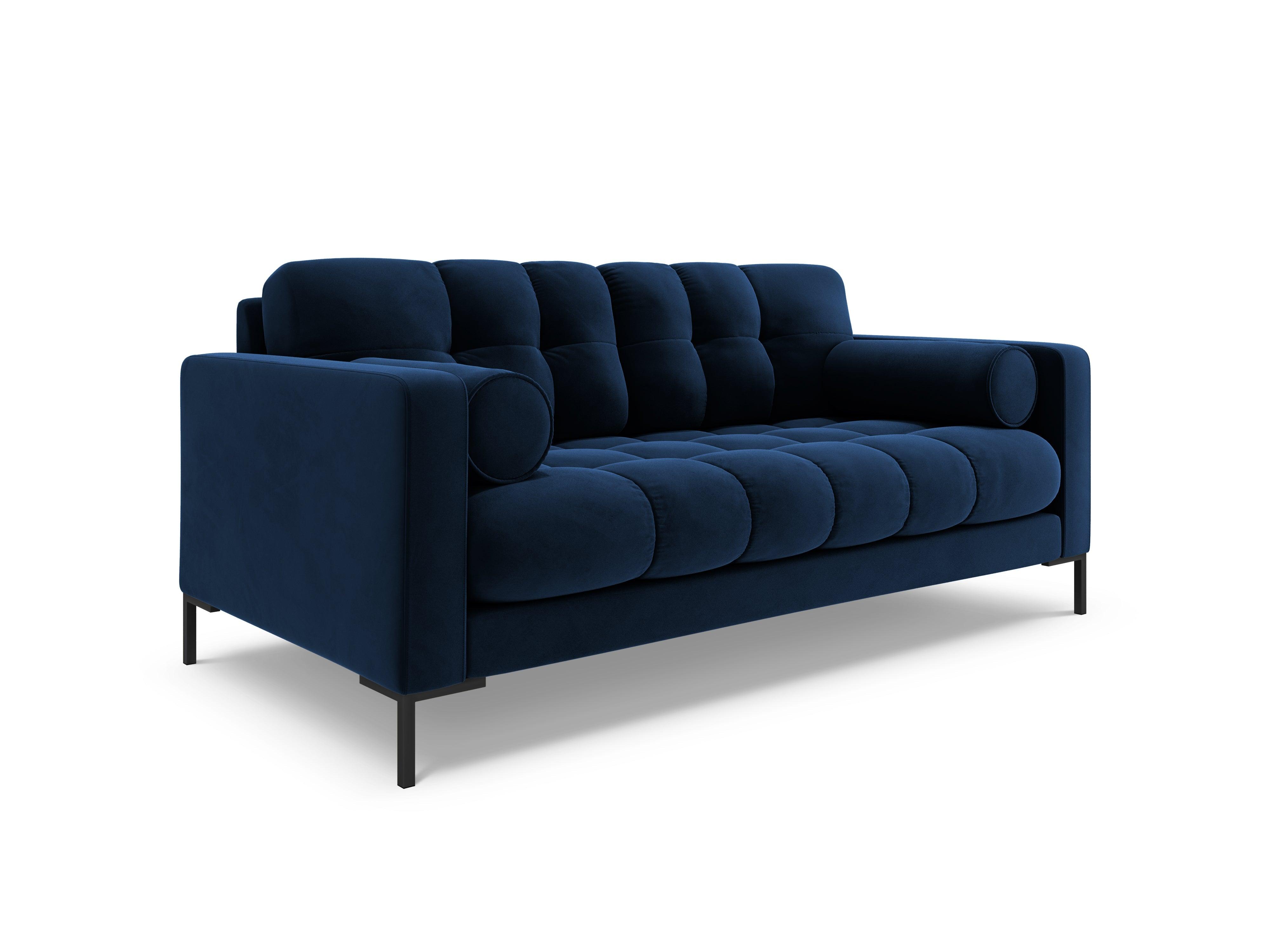 Sofa velvet 2-seater BALI royal blue with black base - Eye on Design