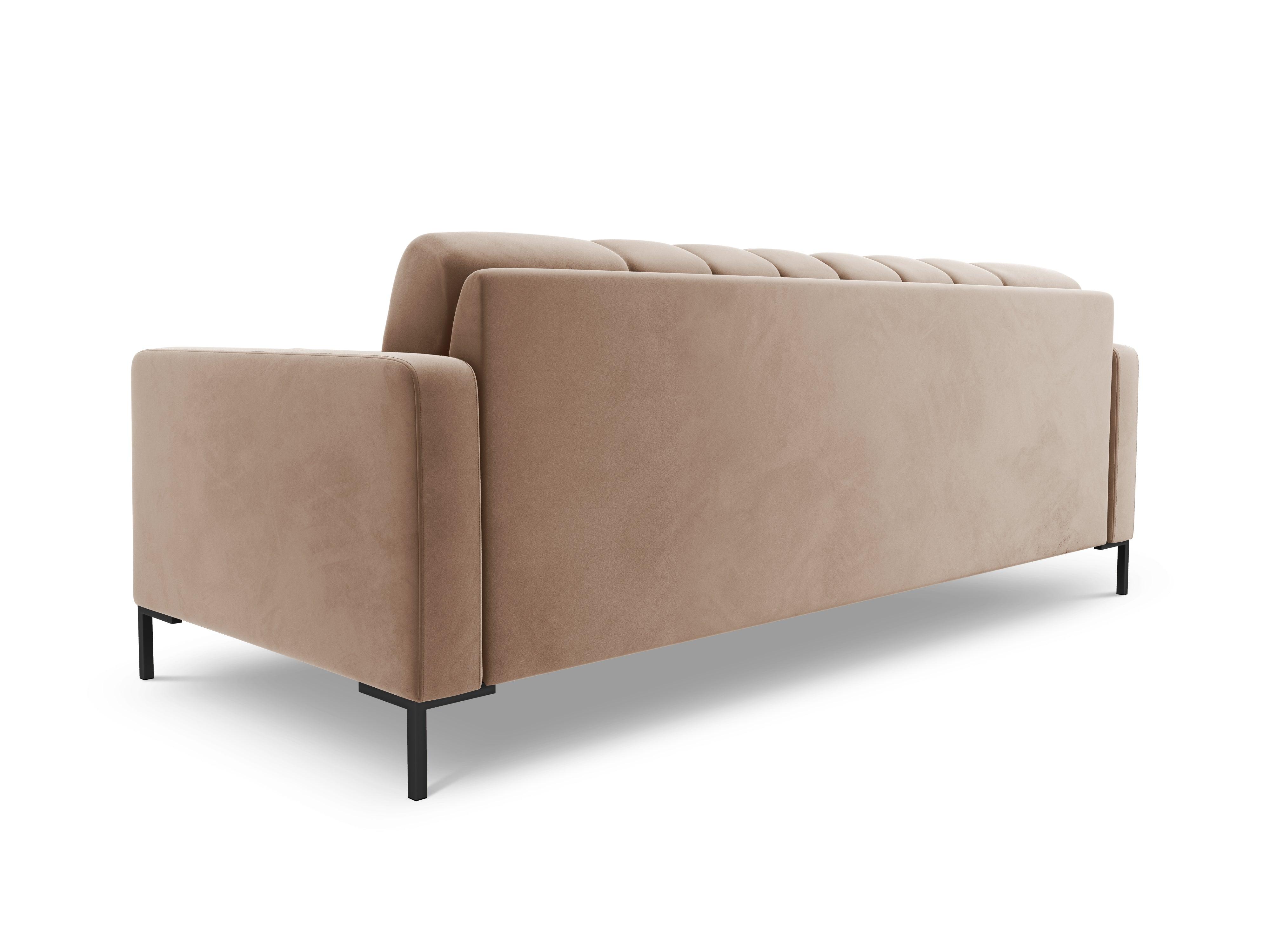 Sofa velvet 3-seater BALI beige with black base - Eye on Design