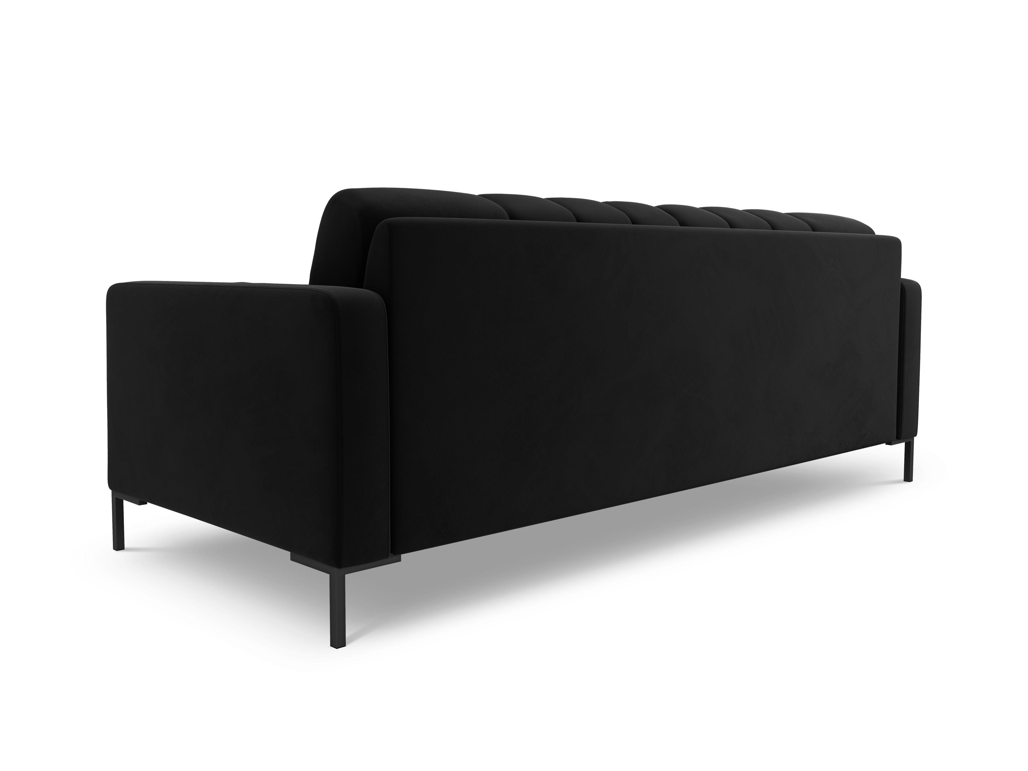 Sofa velvet 3-seater BALI black with black base - Eye on Design