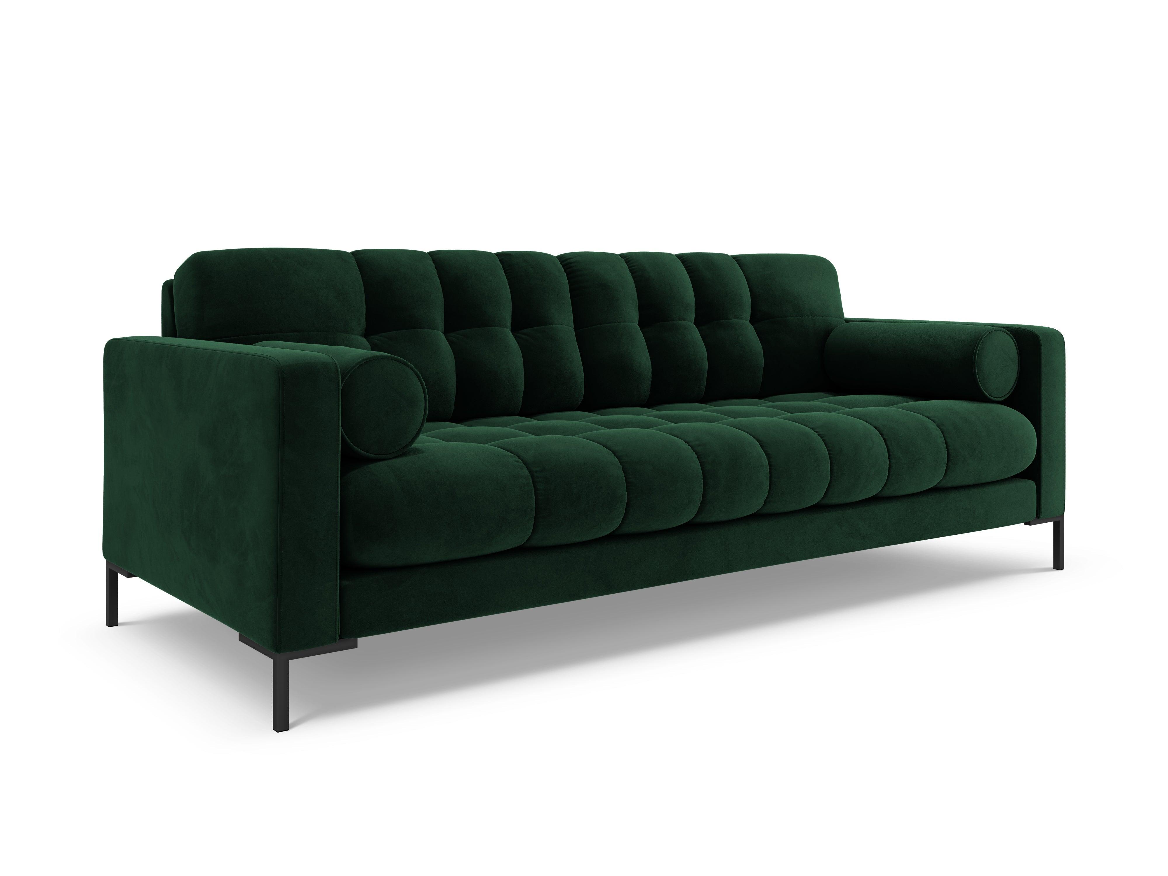 Sofa velvet 3-seater BALI bottle green with black base - Eye on Design