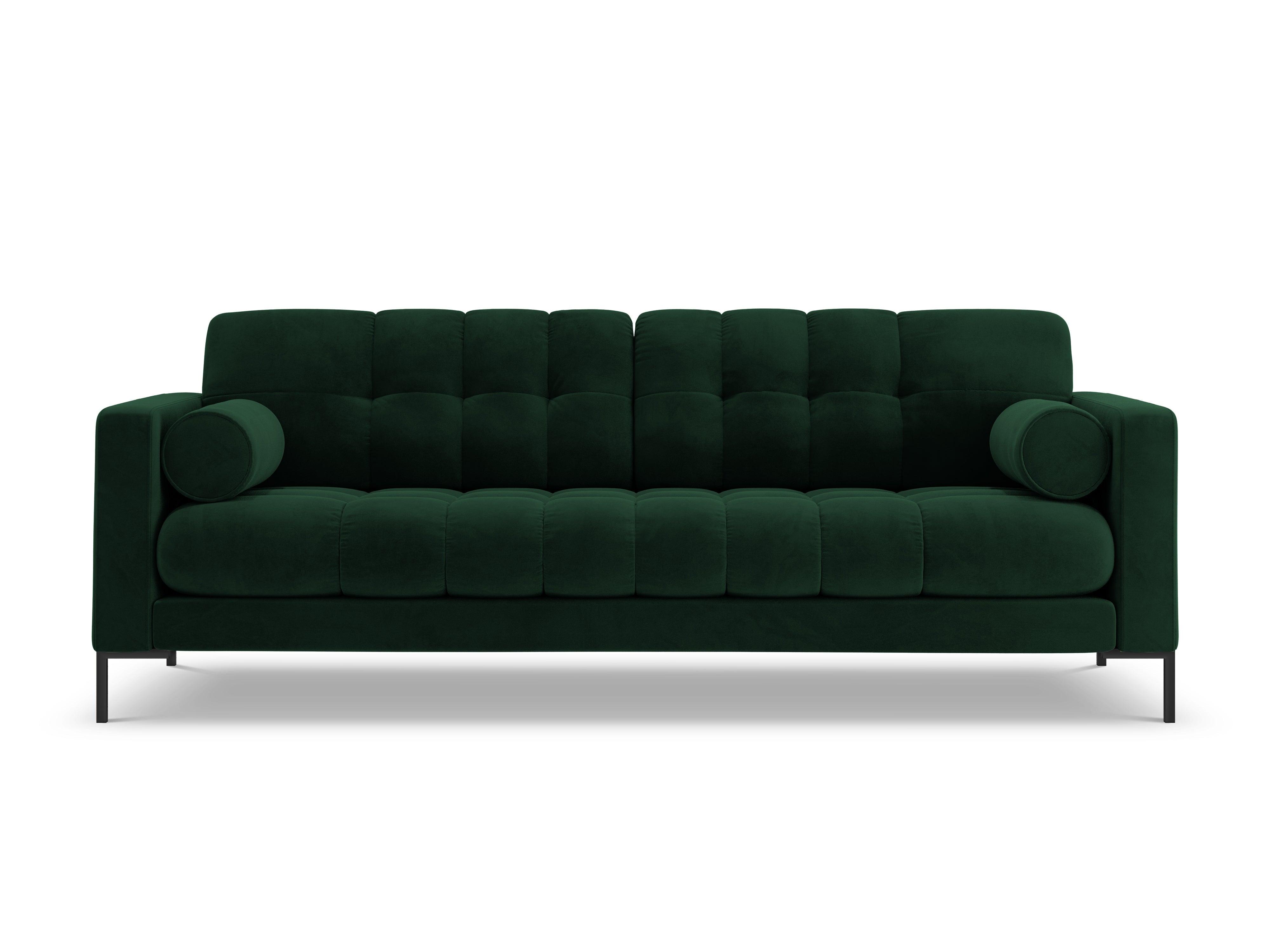 Sofa velvet 3-seater BALI bottle green with black base - Eye on Design