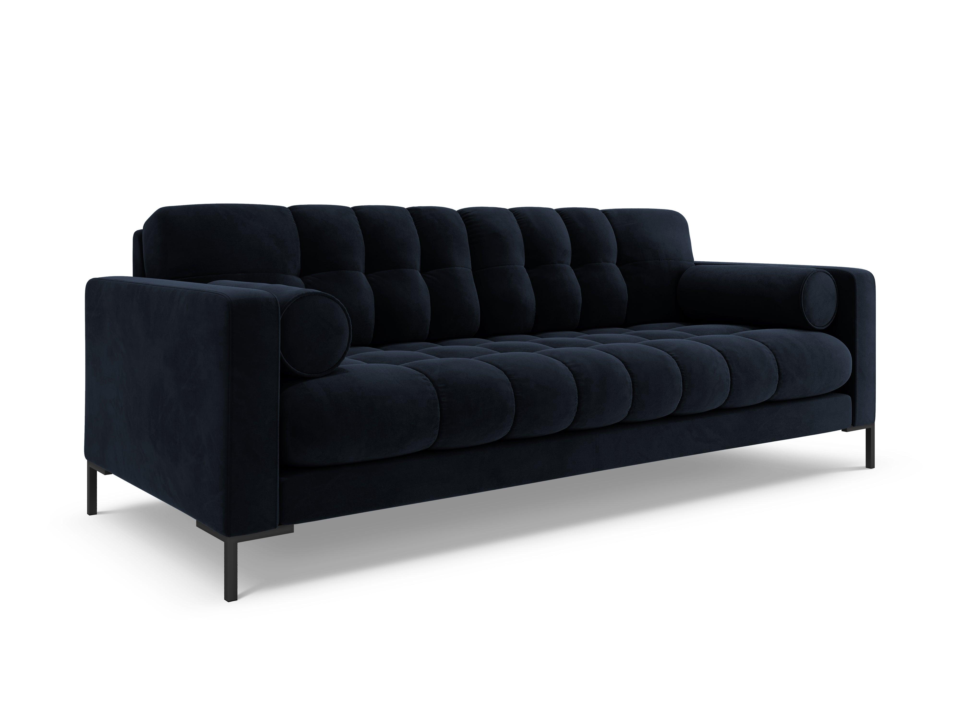 Sofa velvet 3-seater BALI dark blue with black base - Eye on Design