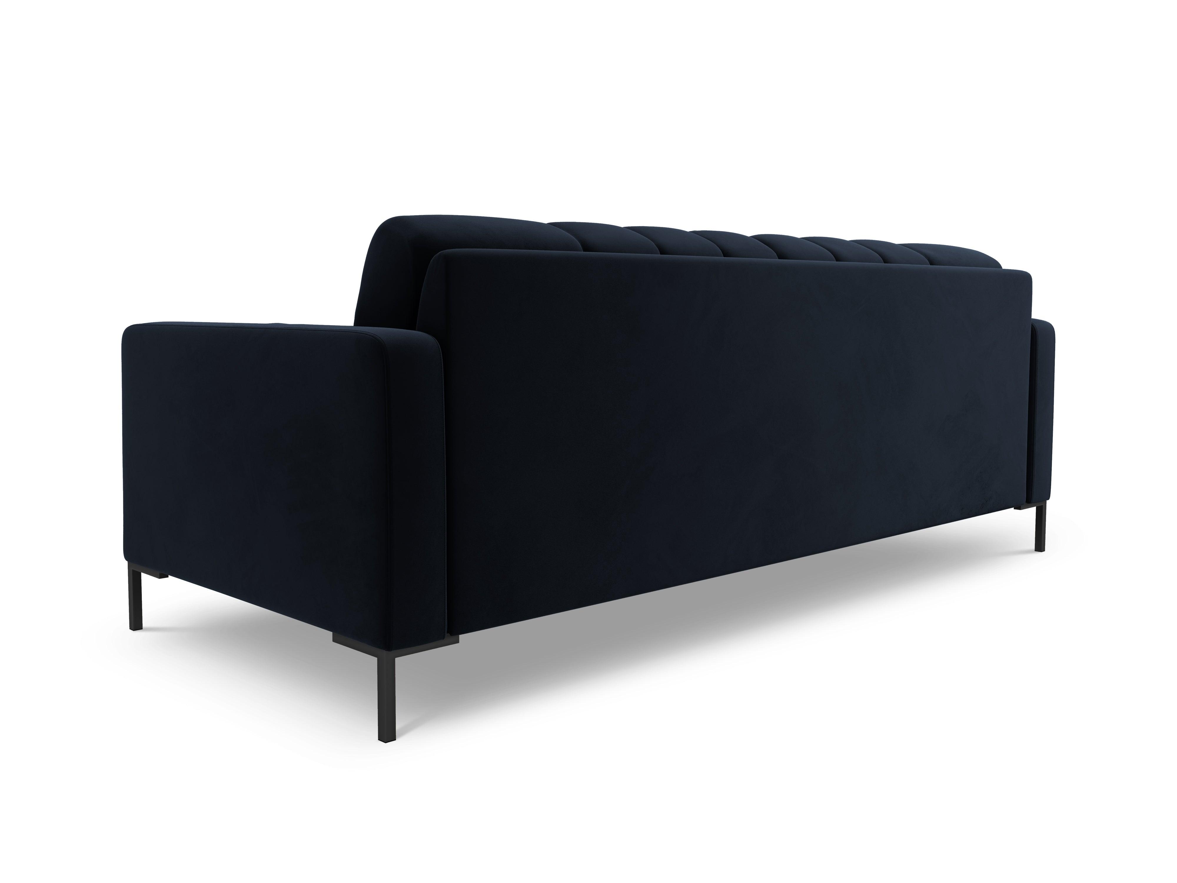 Sofa velvet 3-seater BALI dark blue with black base - Eye on Design