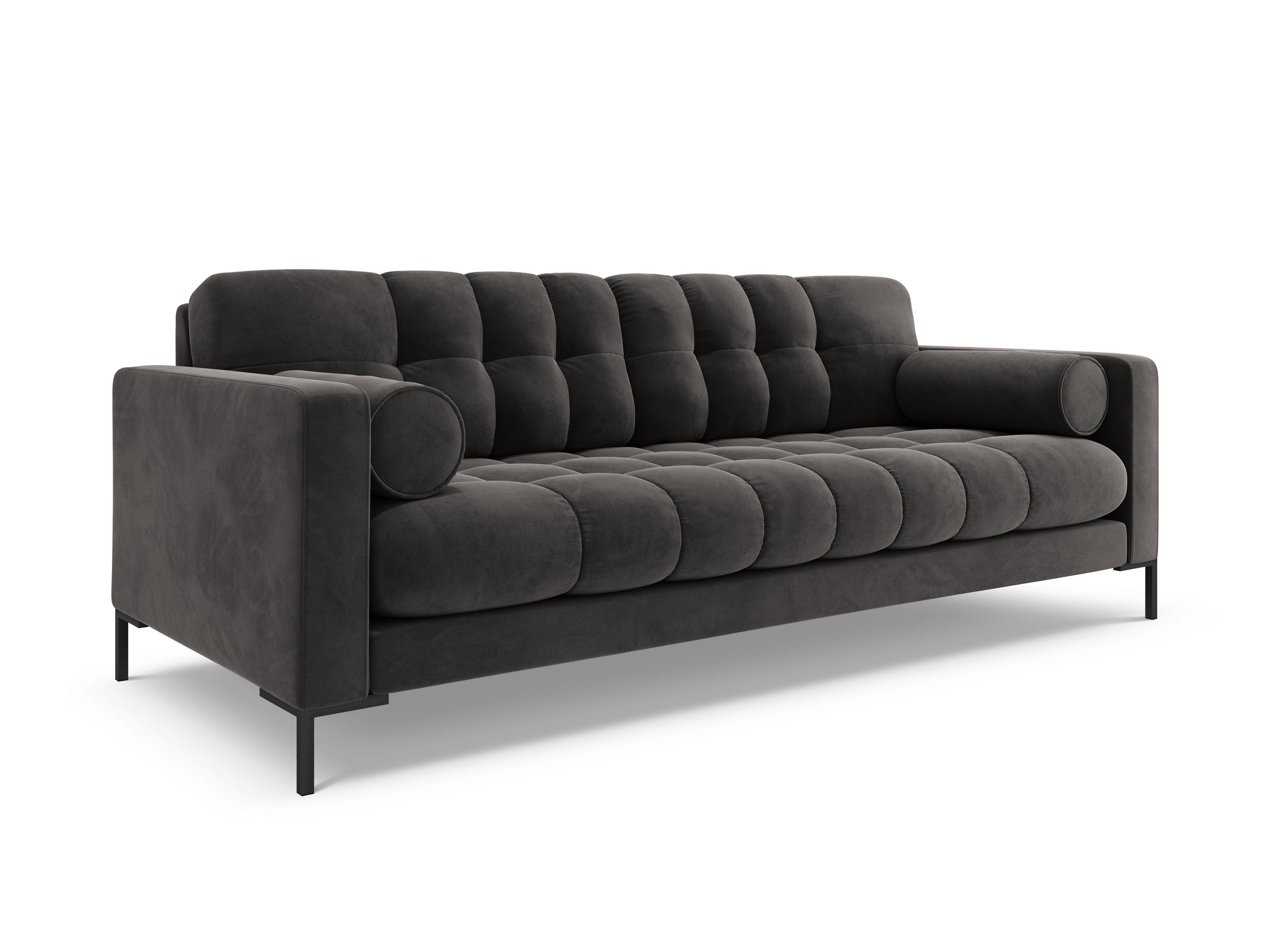 Sofa velvet 3-seater BALI dark grey with black base - Eye on Design