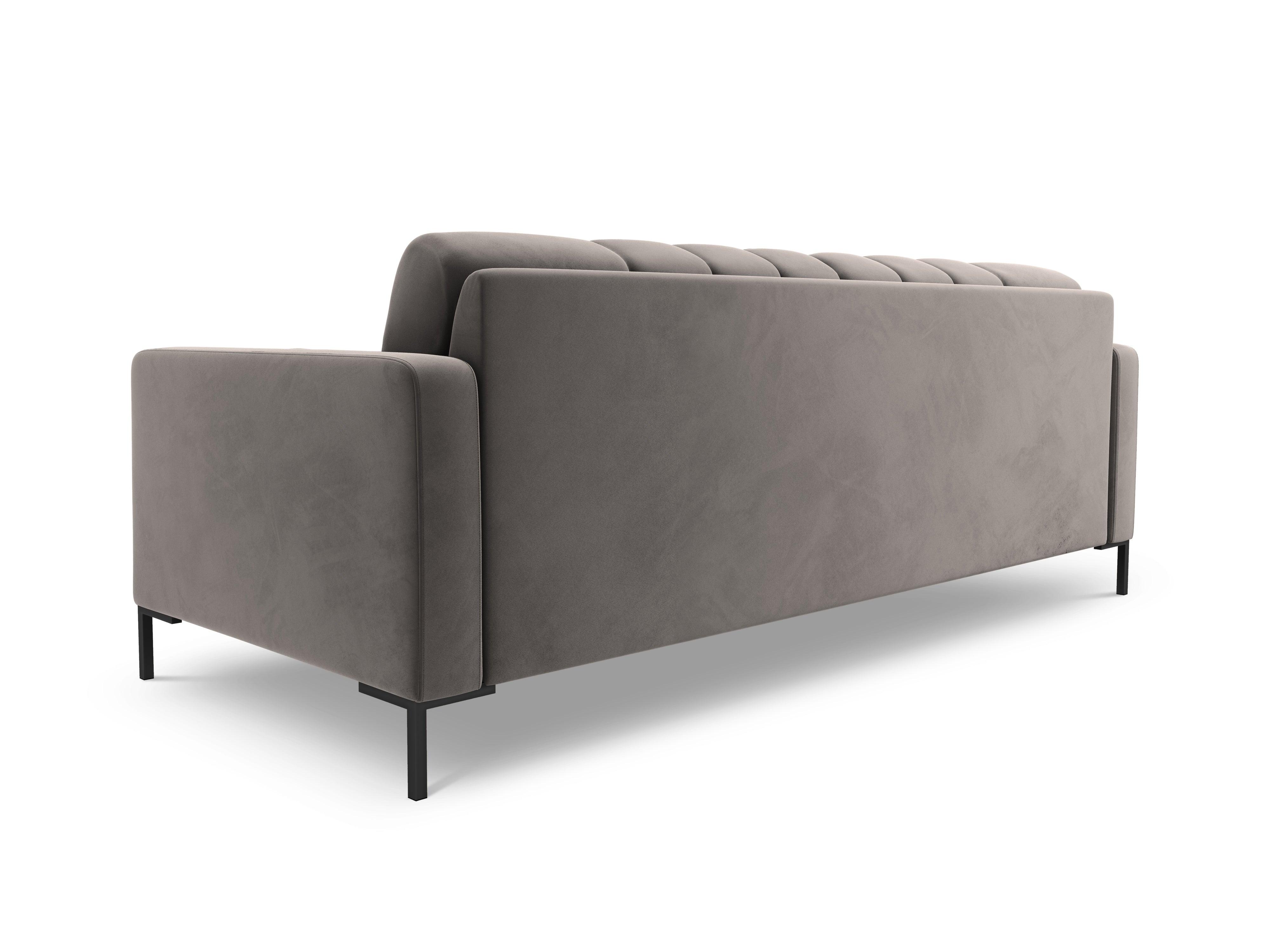 Sofa velvet 3-seater BALI light grey with black base - Eye on Design