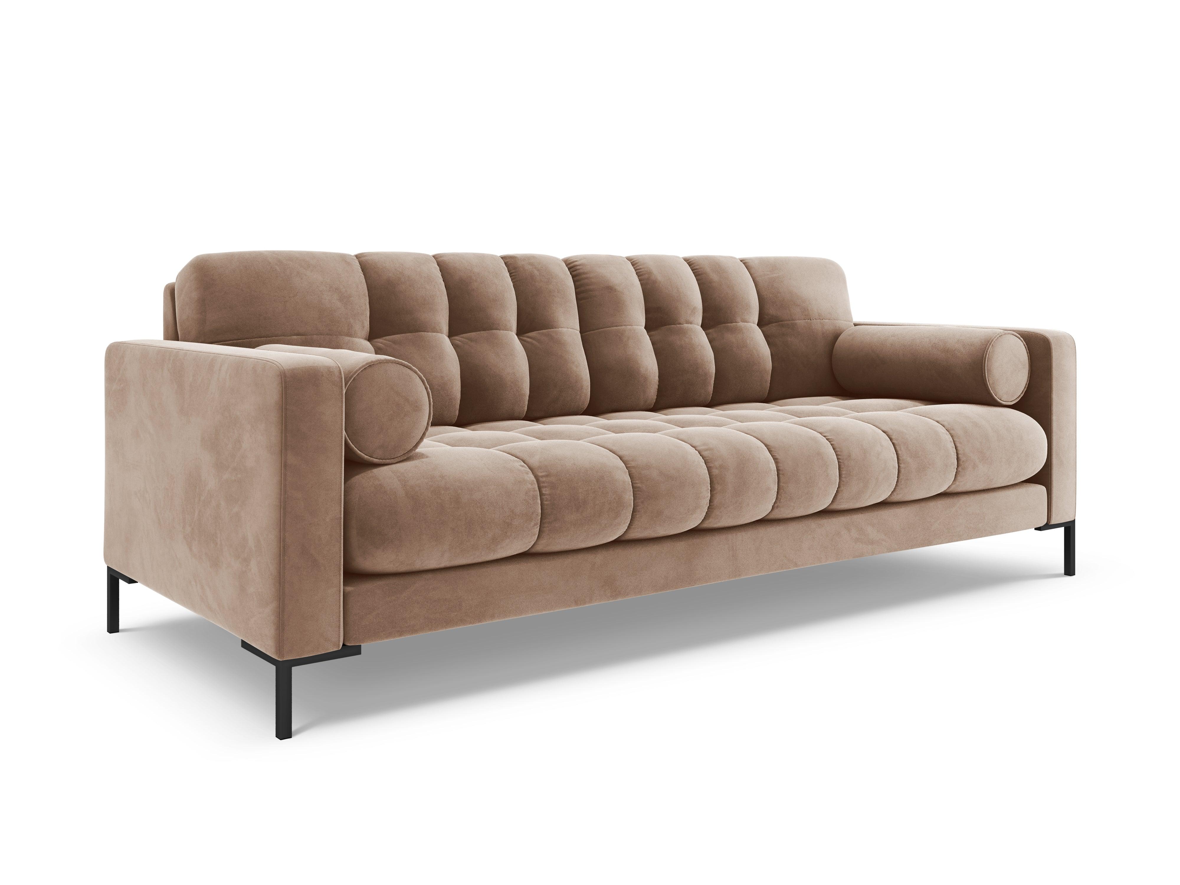 Sofa velvet 4-seater BALI beige with black base - Eye on Design