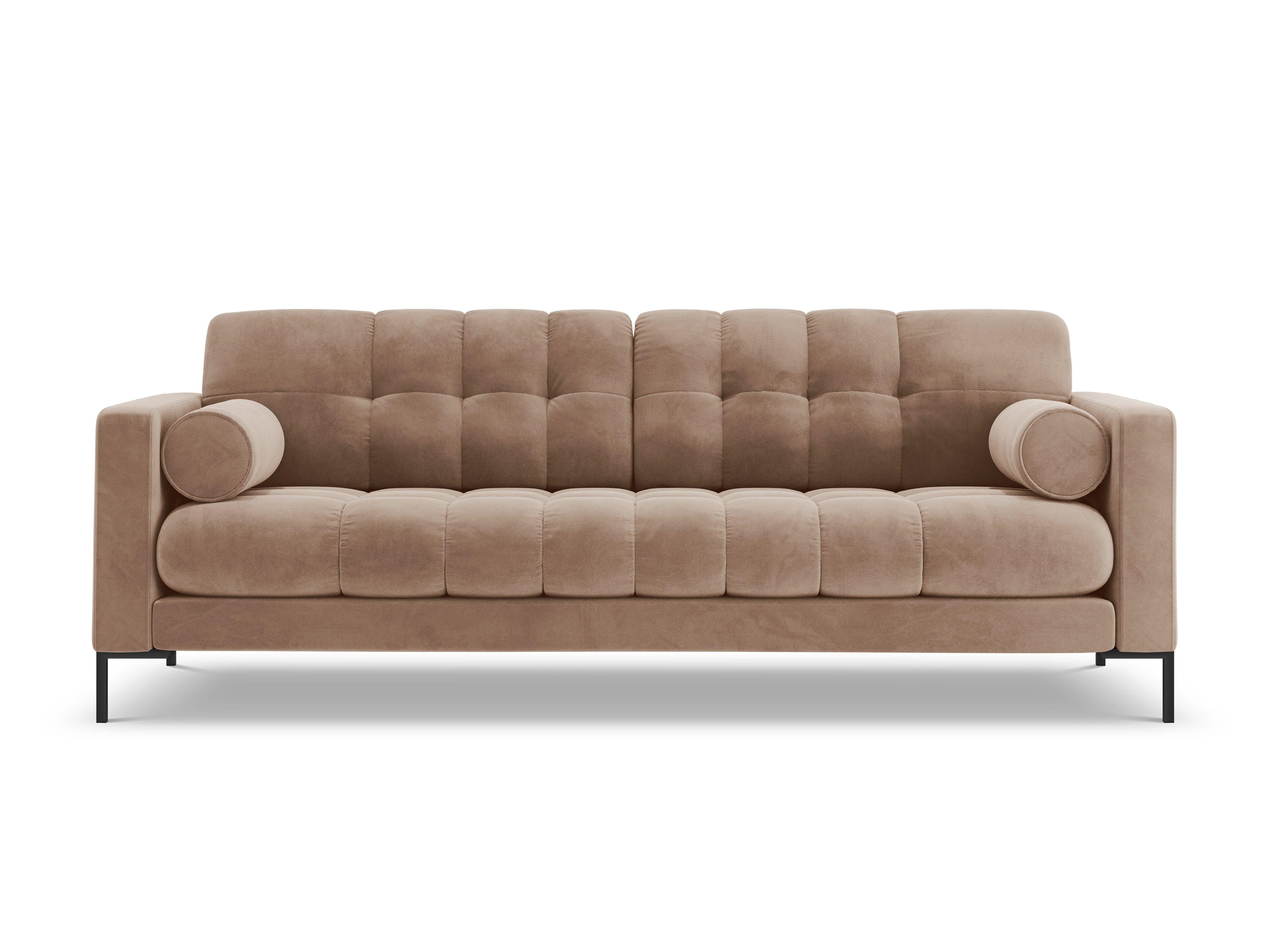 Sofa velvet 4-seater BALI beige with black base - Eye on Design