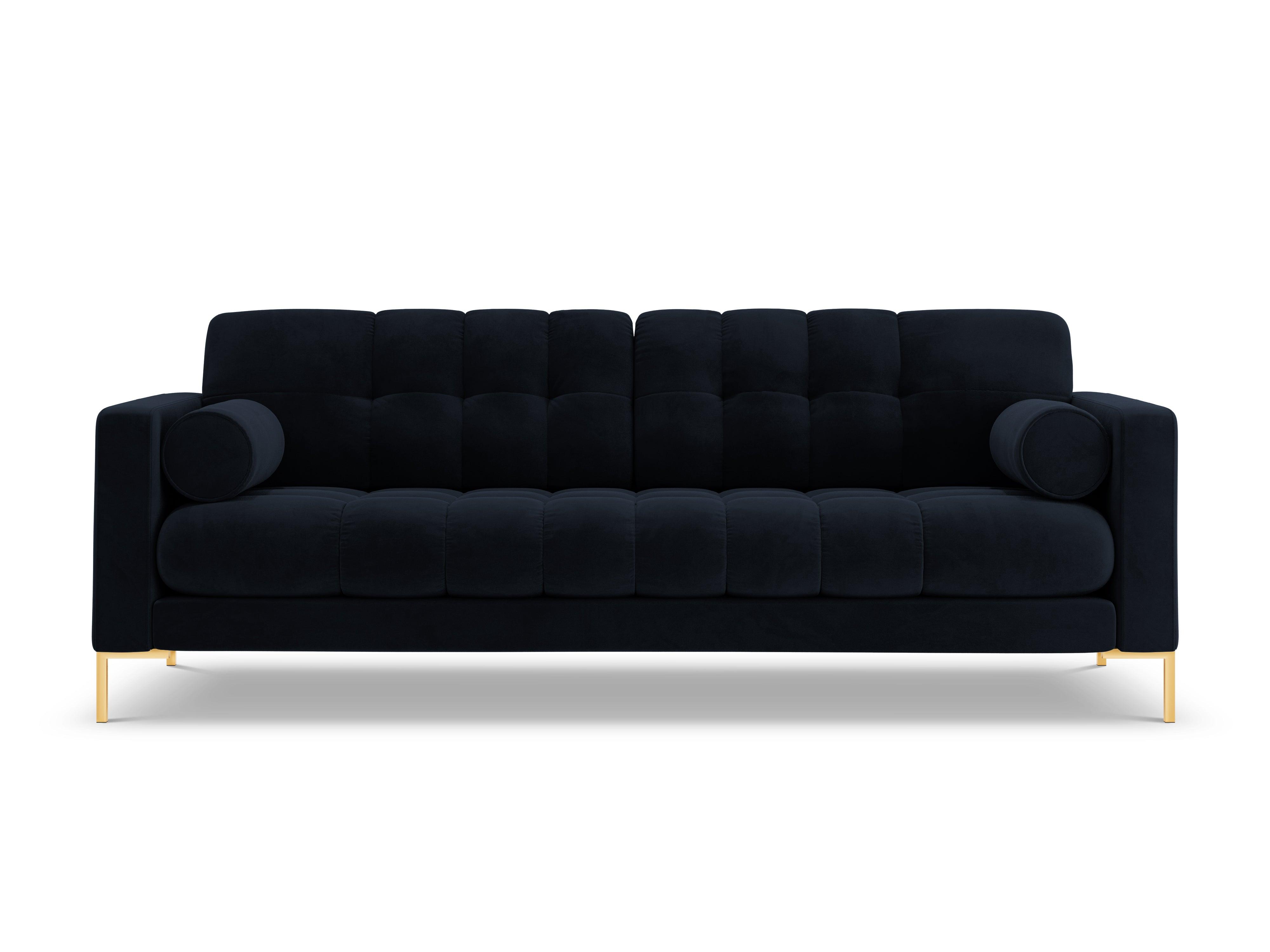 Sofa velvet 4-seater BALI dark blue with gold base - Eye on Design