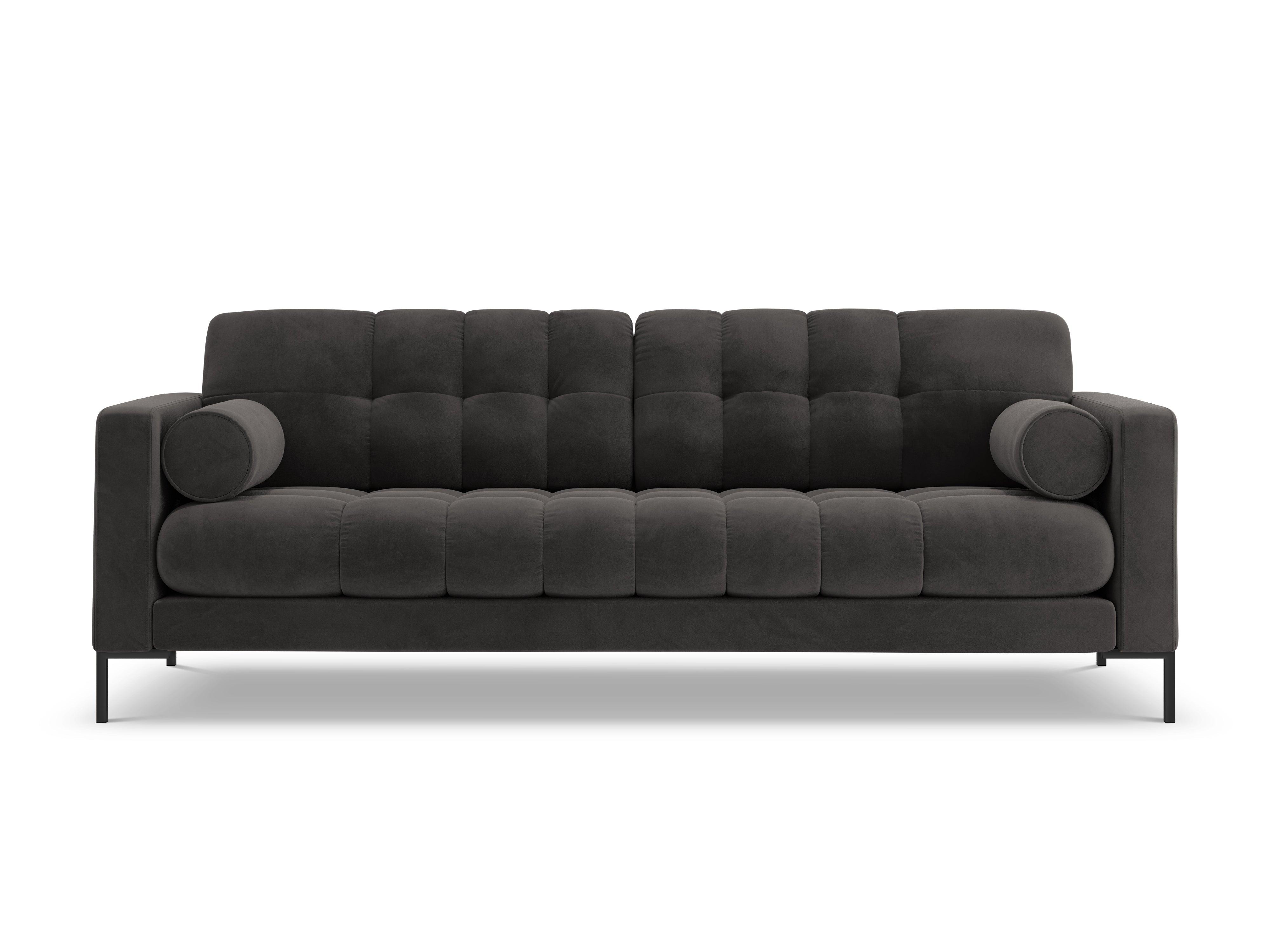 Sofa velvet 4-seater BALI dark grey with black base - Eye on Design