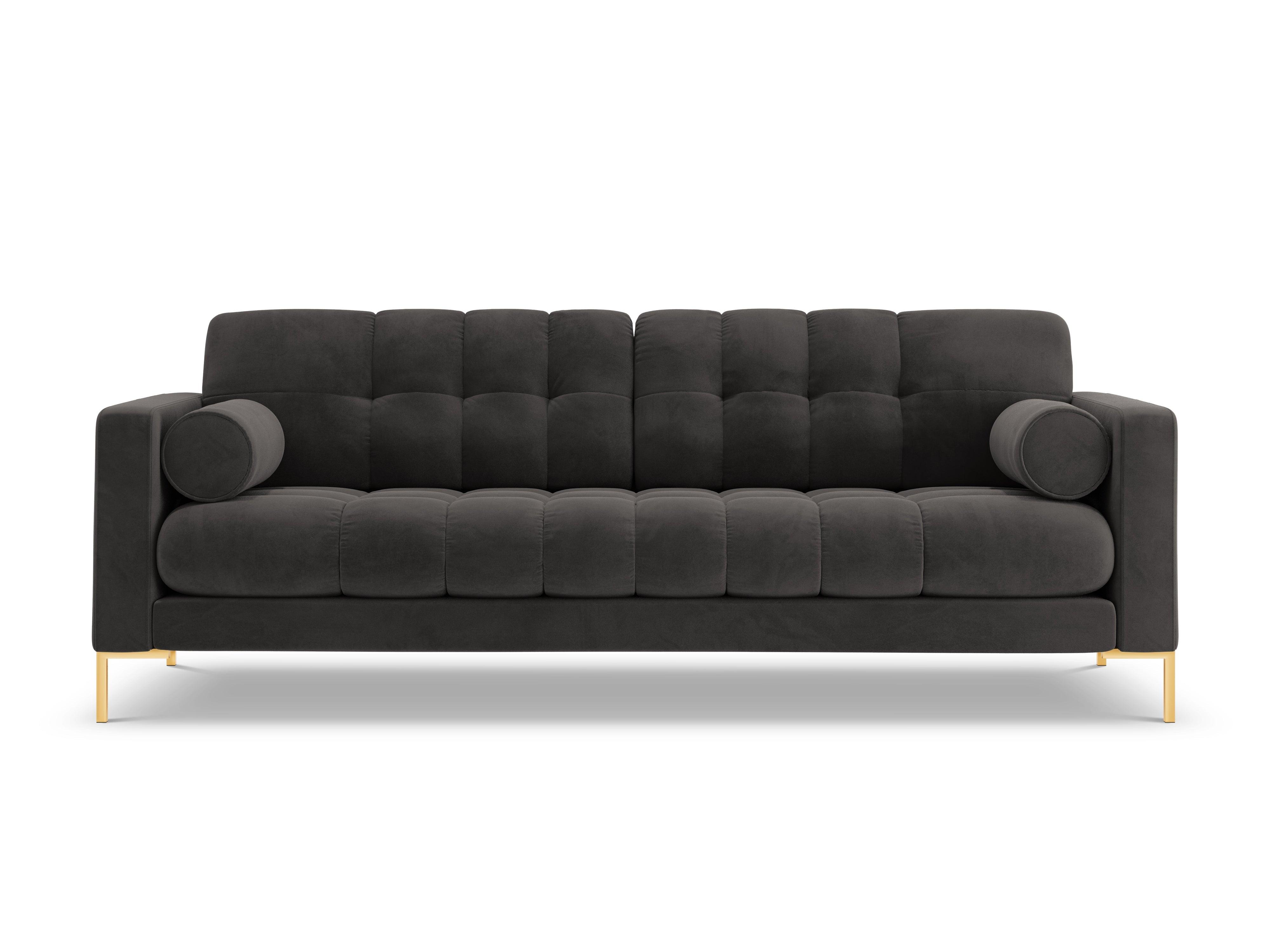 Sofa velvet 4-seater BALI dark grey with gold base - Eye on Design