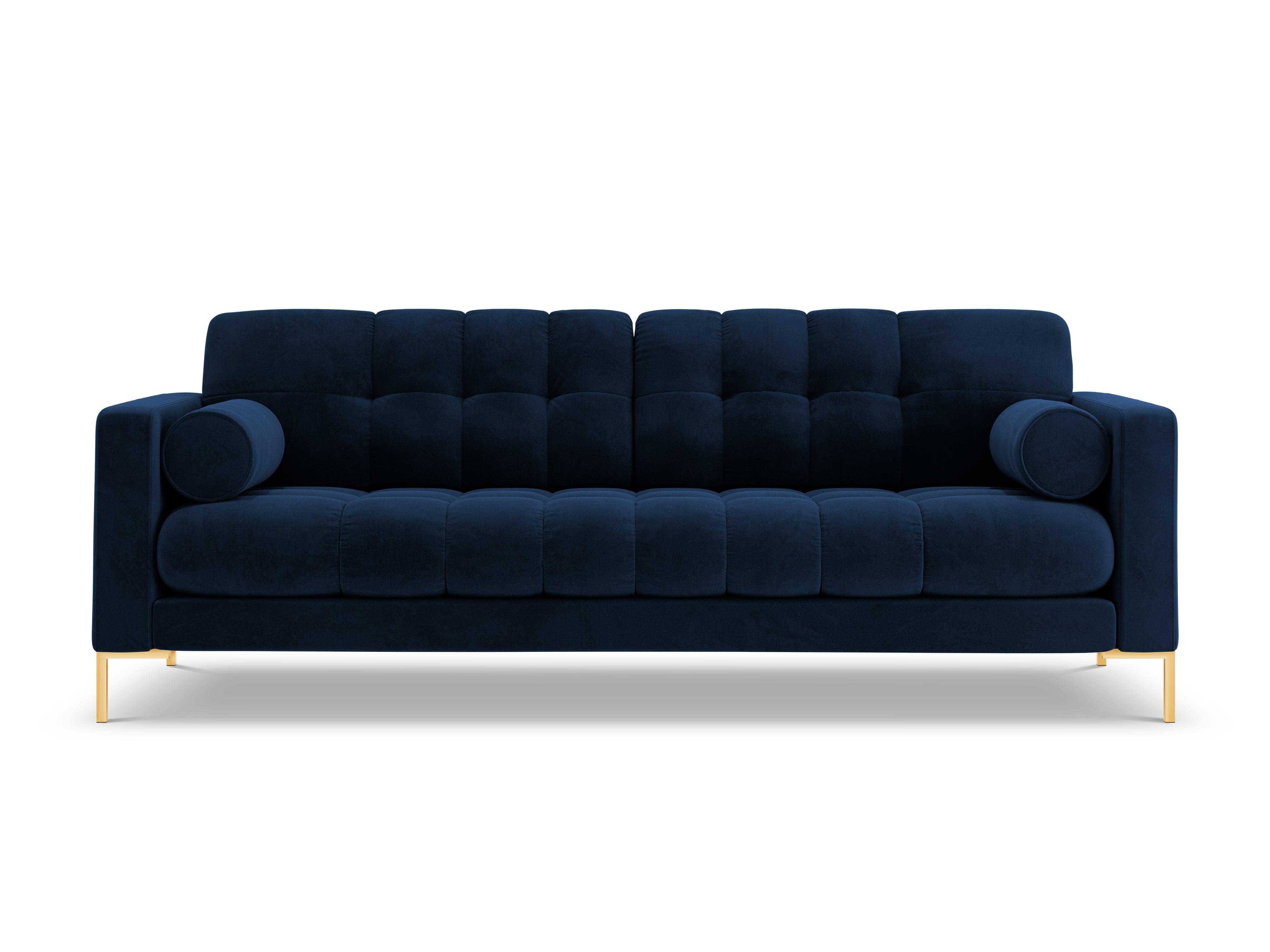 Sofa velvet 4-seater BALI royal blue with gold base - Eye on Design