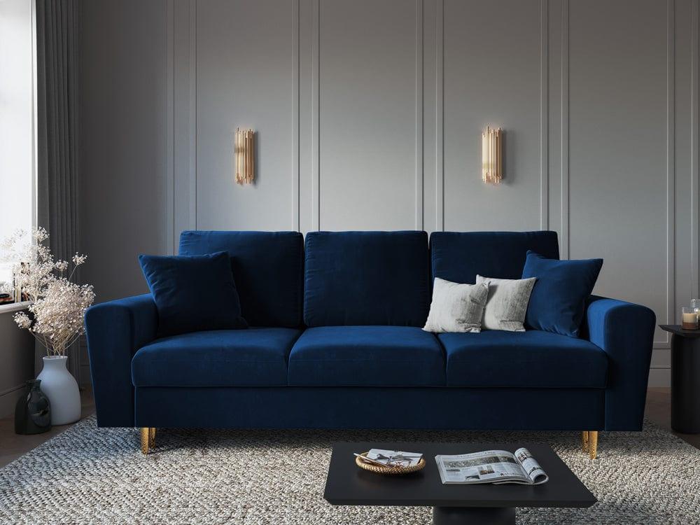 Sofa with sleeping function KYOTO blue with golden base - Eye on Design