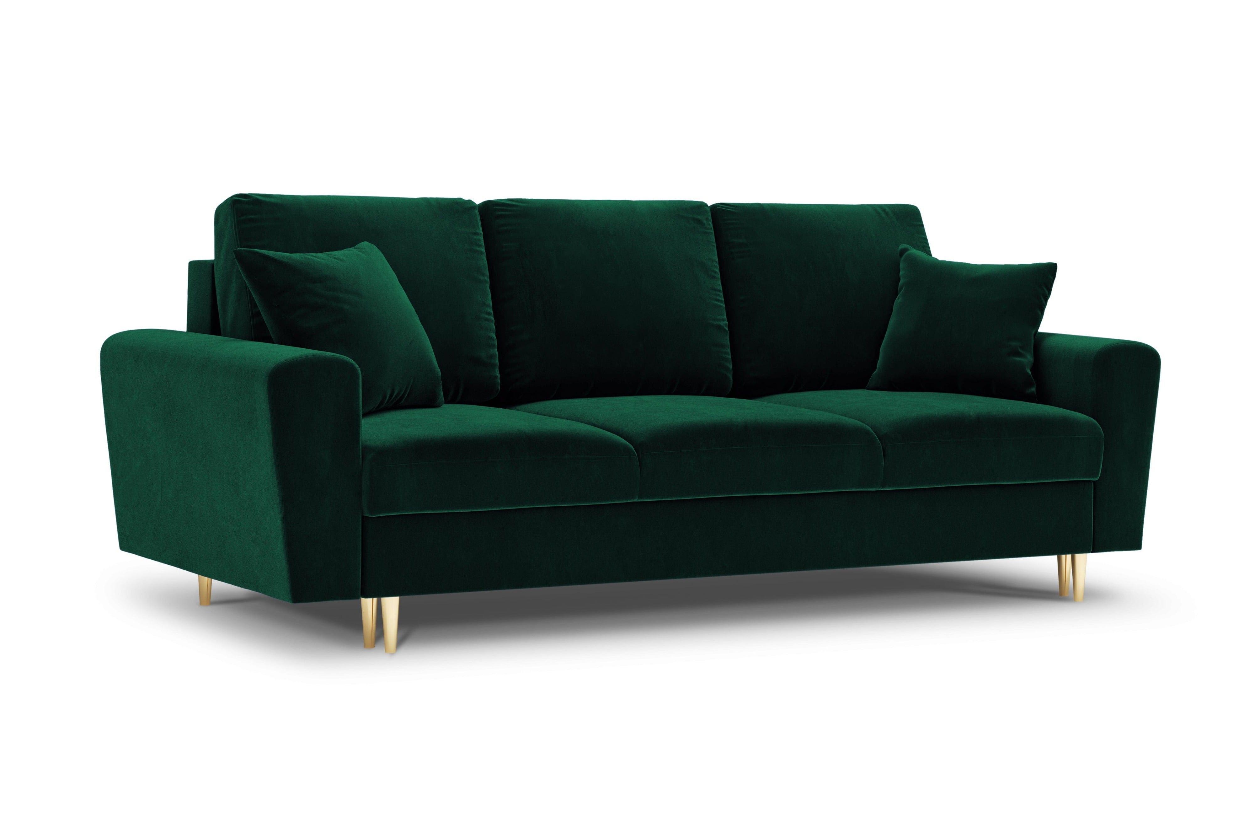 Sofa with sleeping function KYOTO bottle green with golden base - Eye on Design