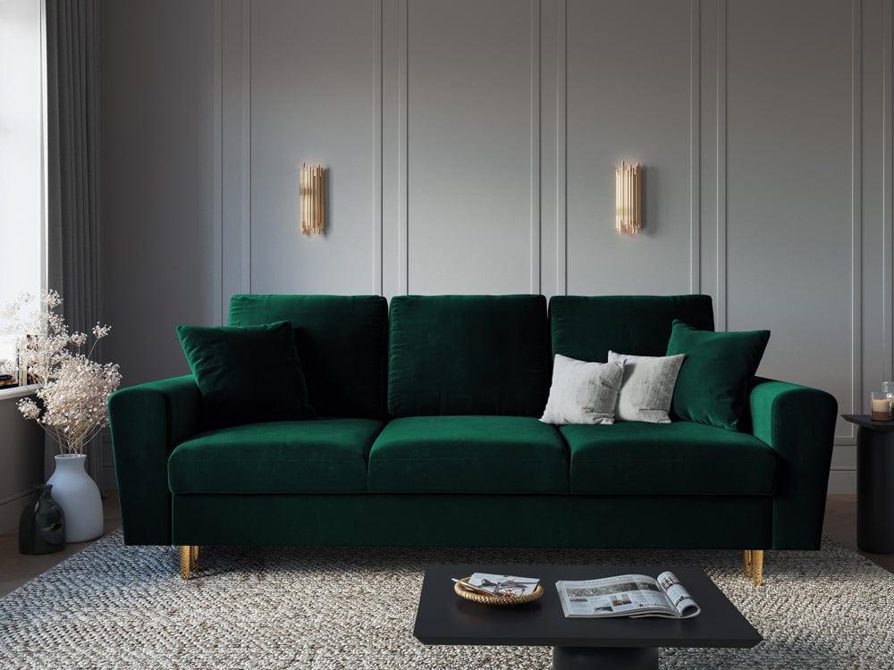 Sofa with sleeping function KYOTO bottle green with golden base - Eye on Design