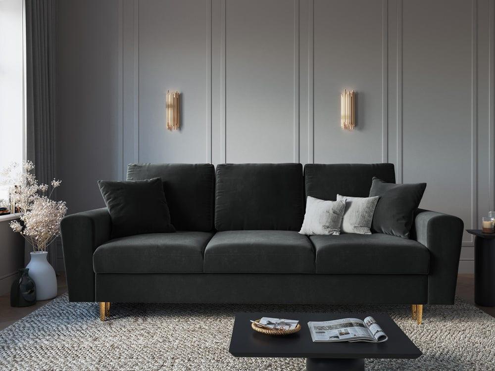 Sofa with sleeping function KYOTO dark grey with golden base - Eye on Design