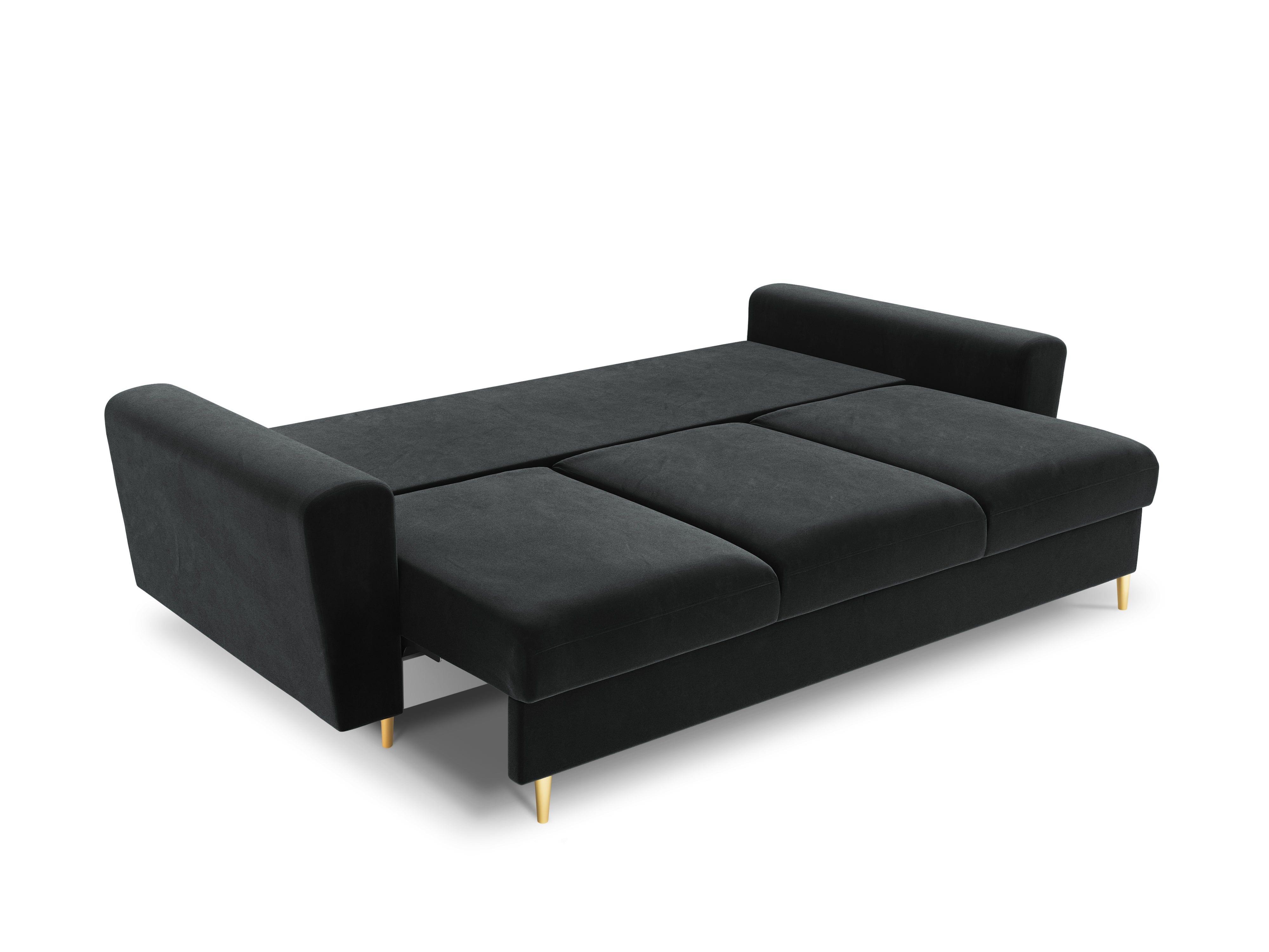 Sofa with sleeping function KYOTO dark grey with golden base - Eye on Design