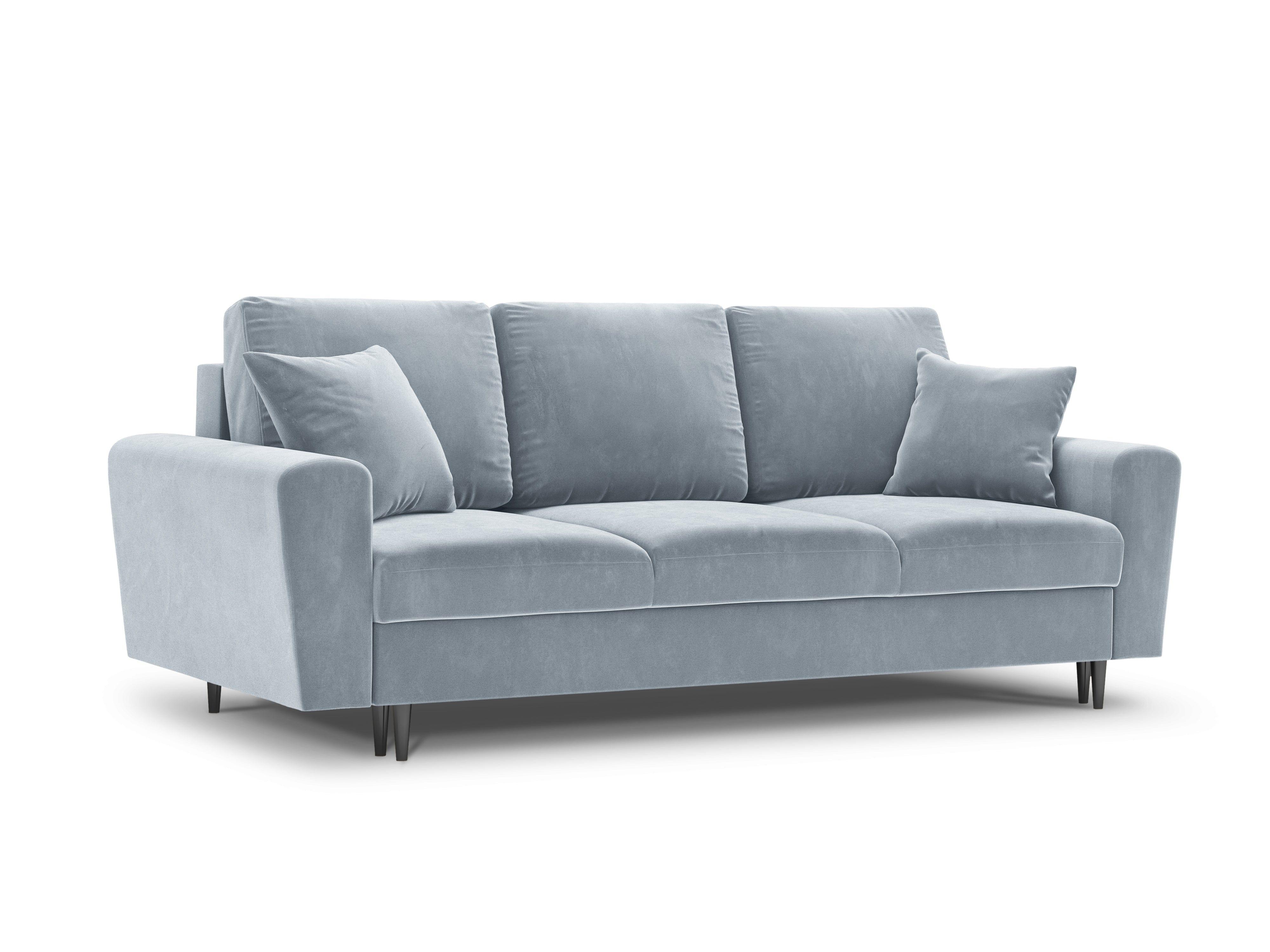 Sofa with sleeping function KYOTO light blue with black base - Eye on Design