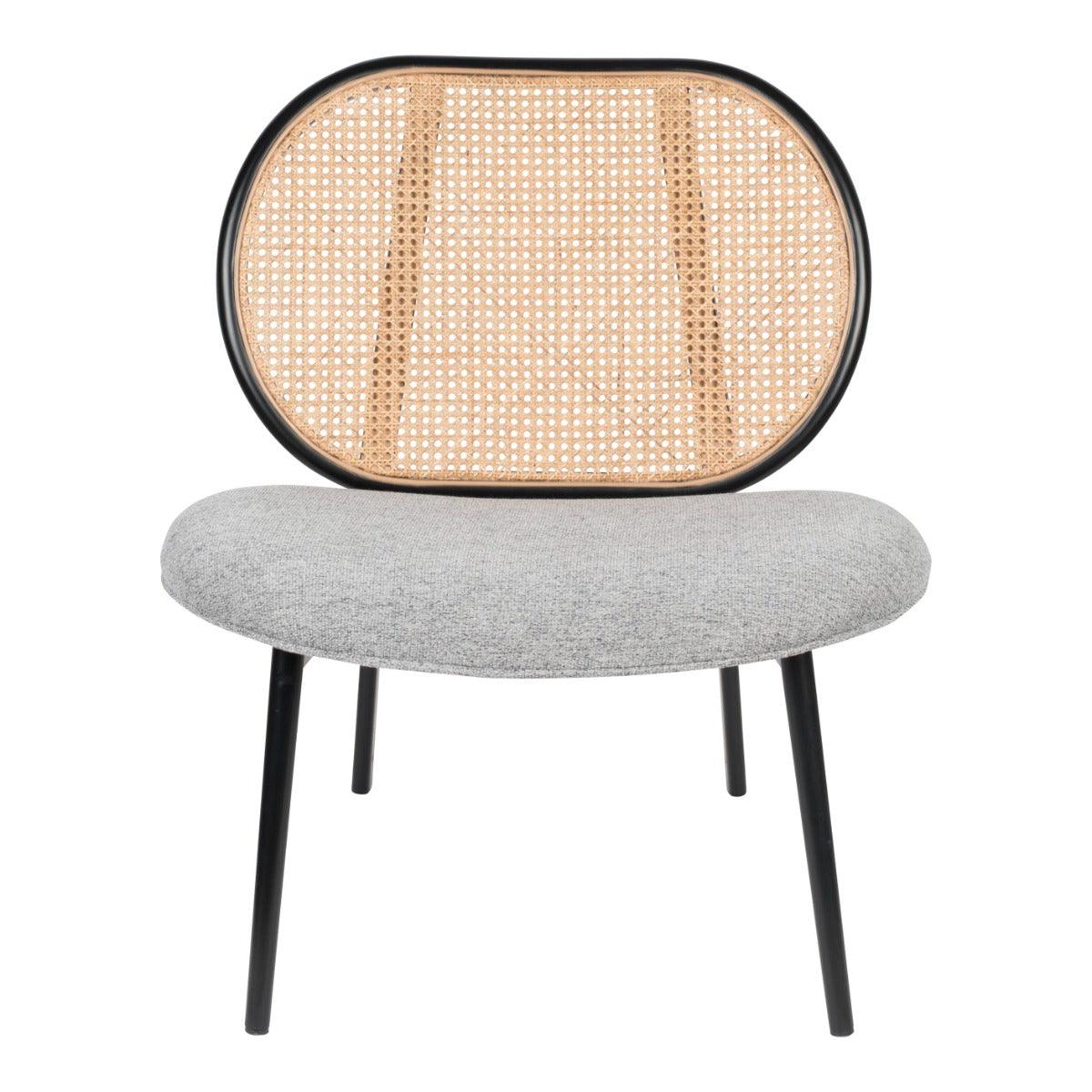 SPIKE armchair grey with rattan backrest, Zuiver, Eye on Design