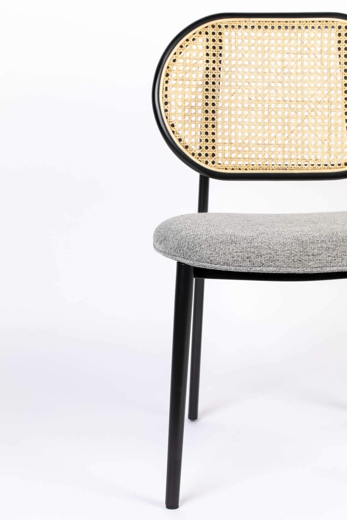 SPIKE chair grey with rattan backrest, Zuiver, Eye on Design