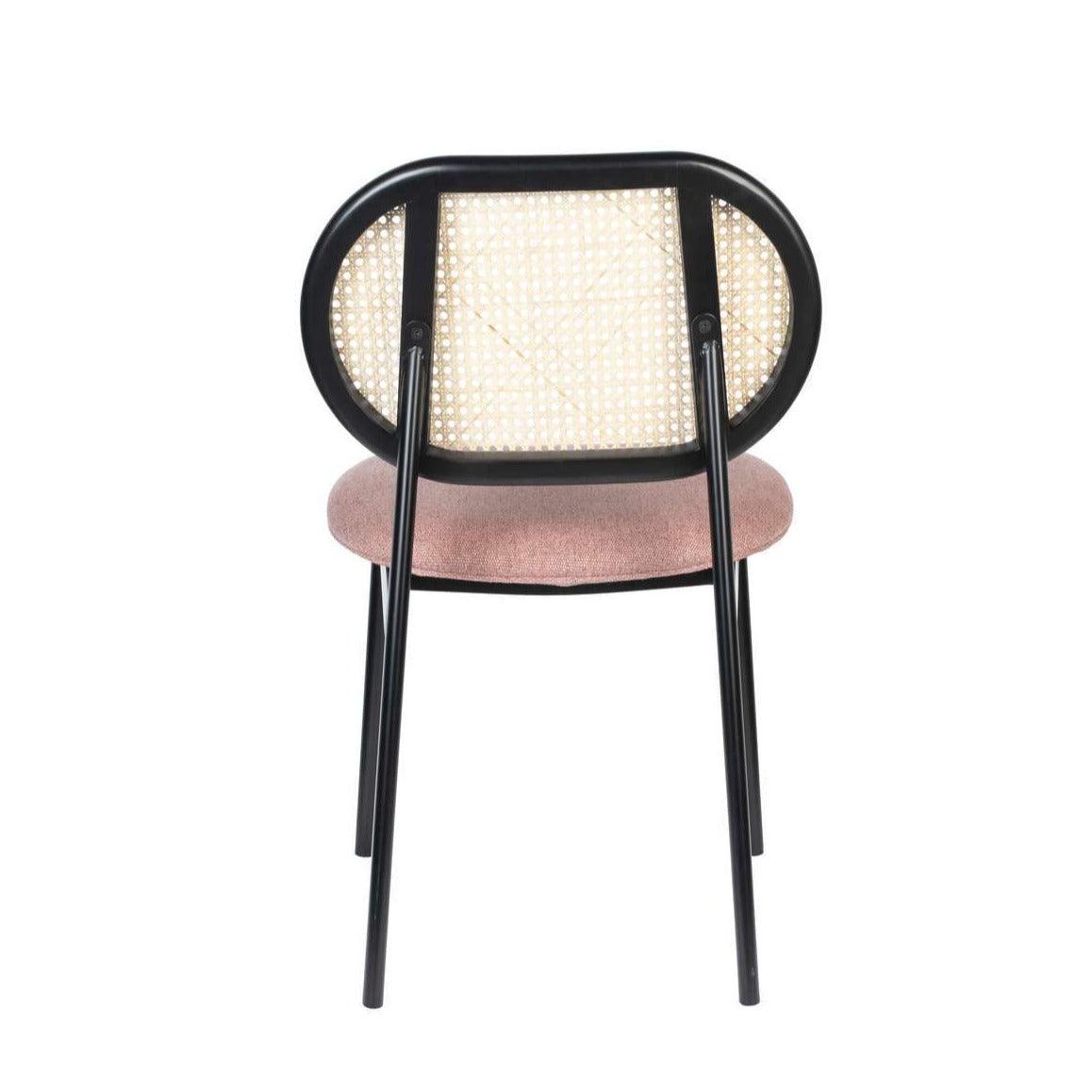 SPIKE chair pink with rattan backrest, Zuiver, Eye on Design