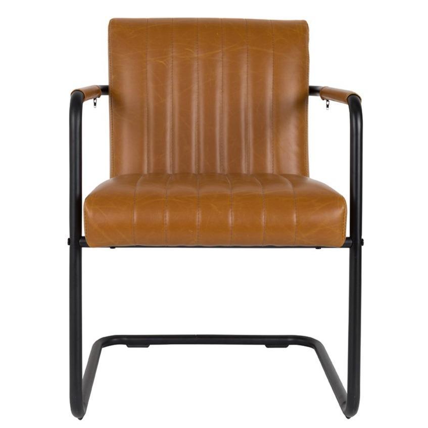 STITCHED ecological leather armchair cognac brown, Dutchbone, Eye on Design