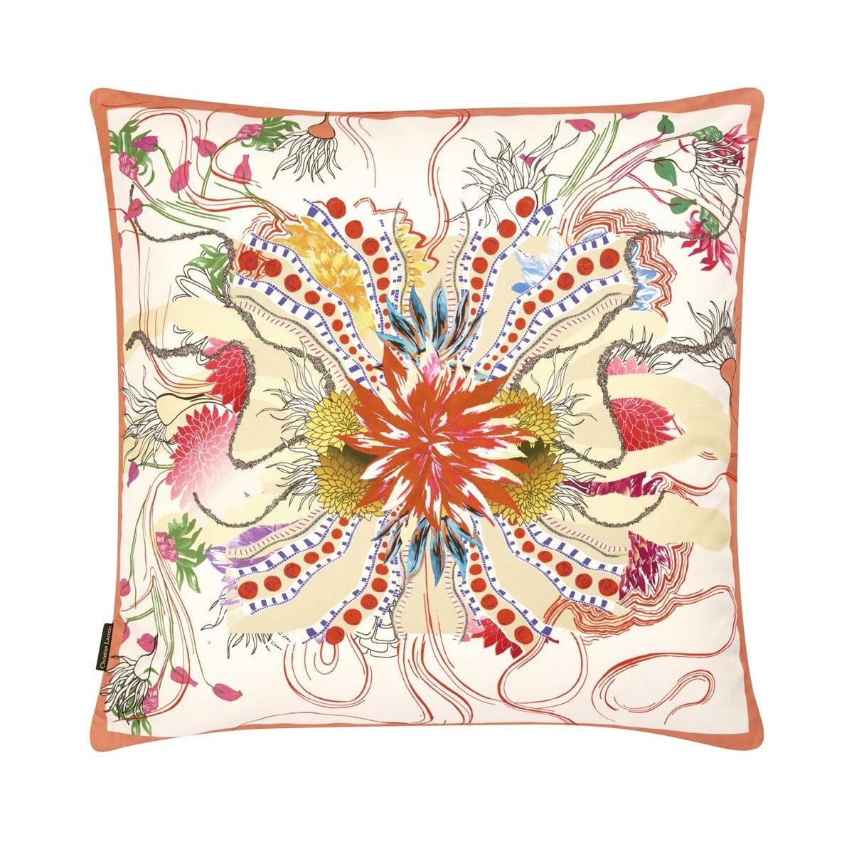 Two-sided pillow OCEAN BLOOMS RUISSEAU cotton satin - Eye on Design