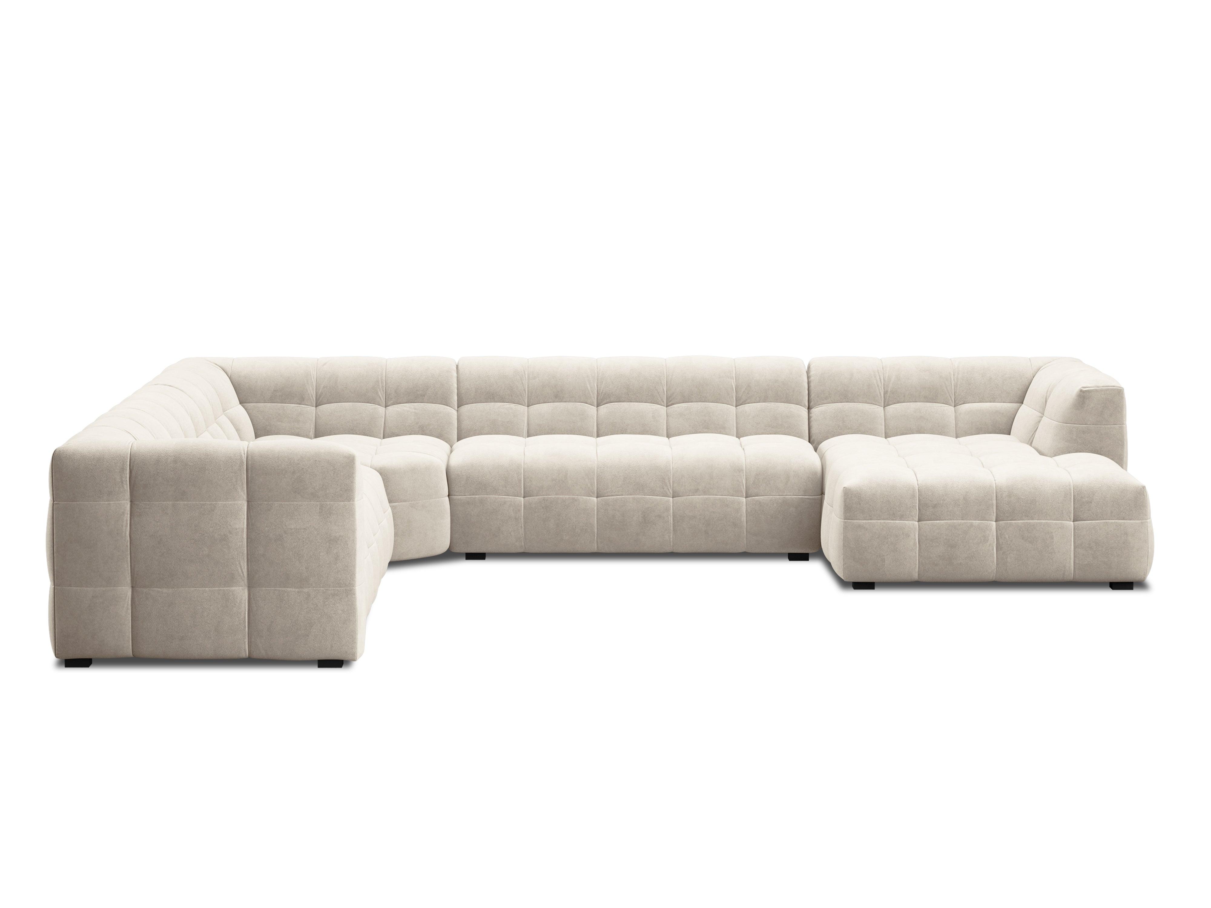 U-shaped corner sofa velvet left VESTA beige - Eye on Design