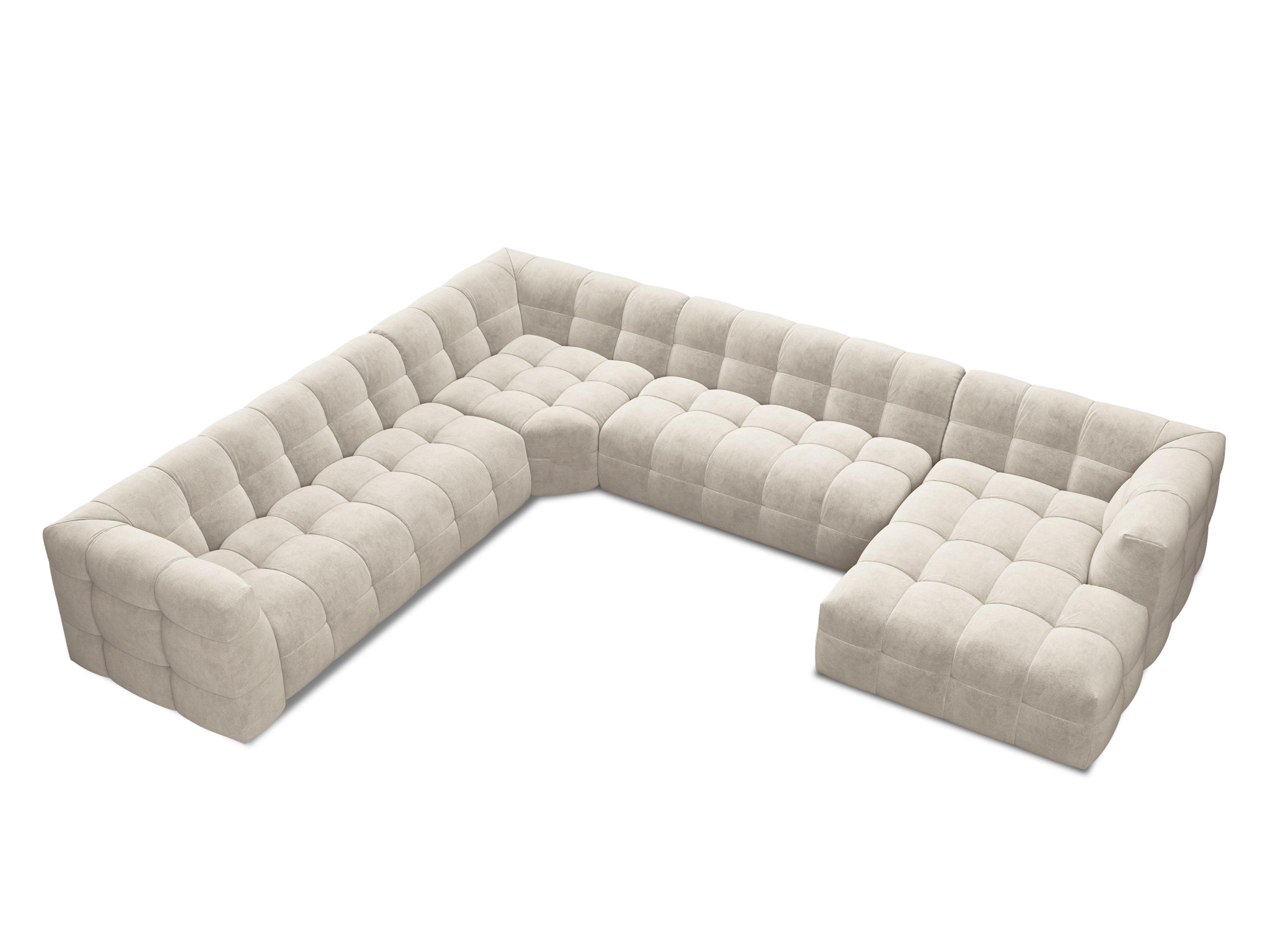 U-shaped corner sofa velvet left VESTA beige - Eye on Design