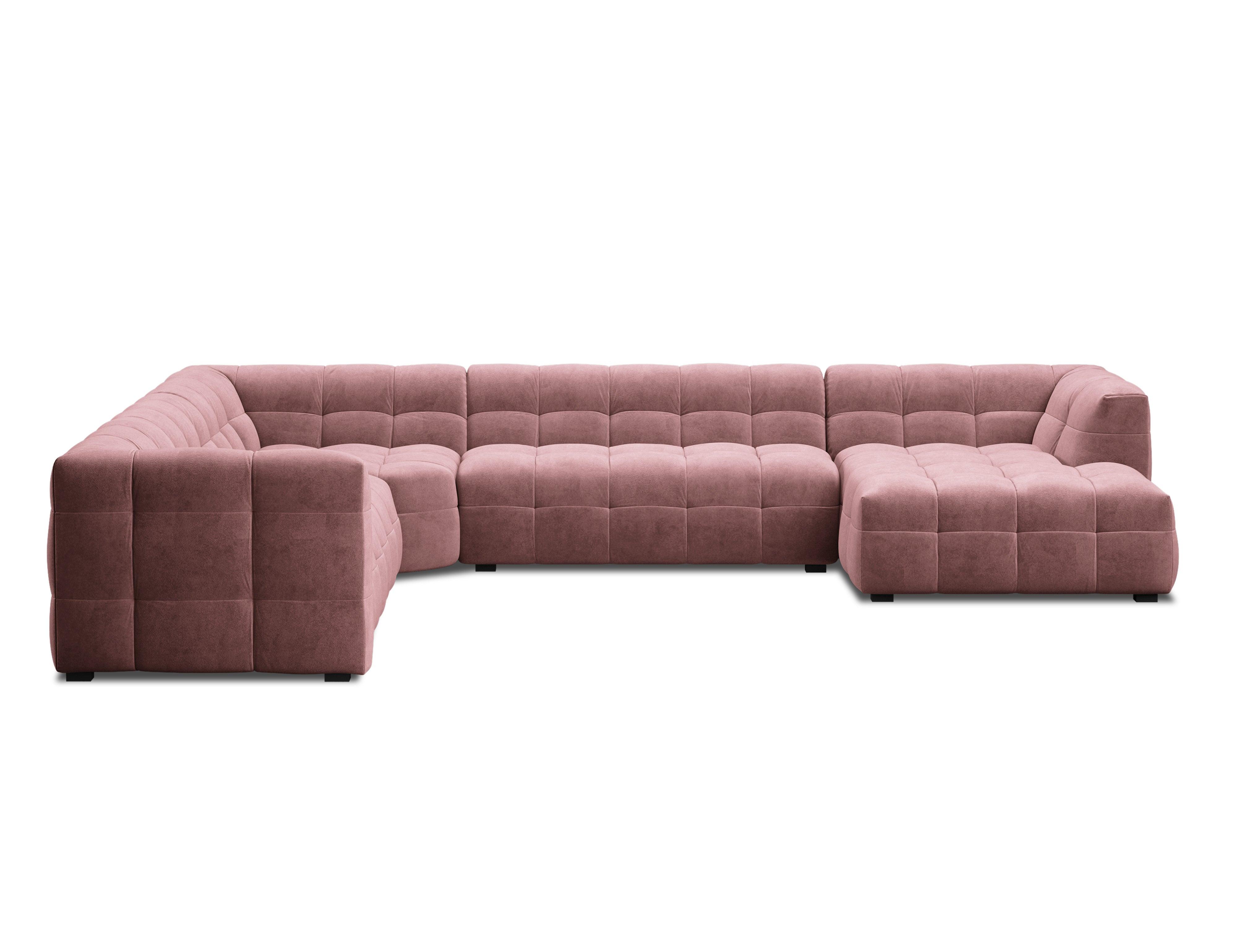 U-shaped corner sofa velvet left VESTA pink - Eye on Design