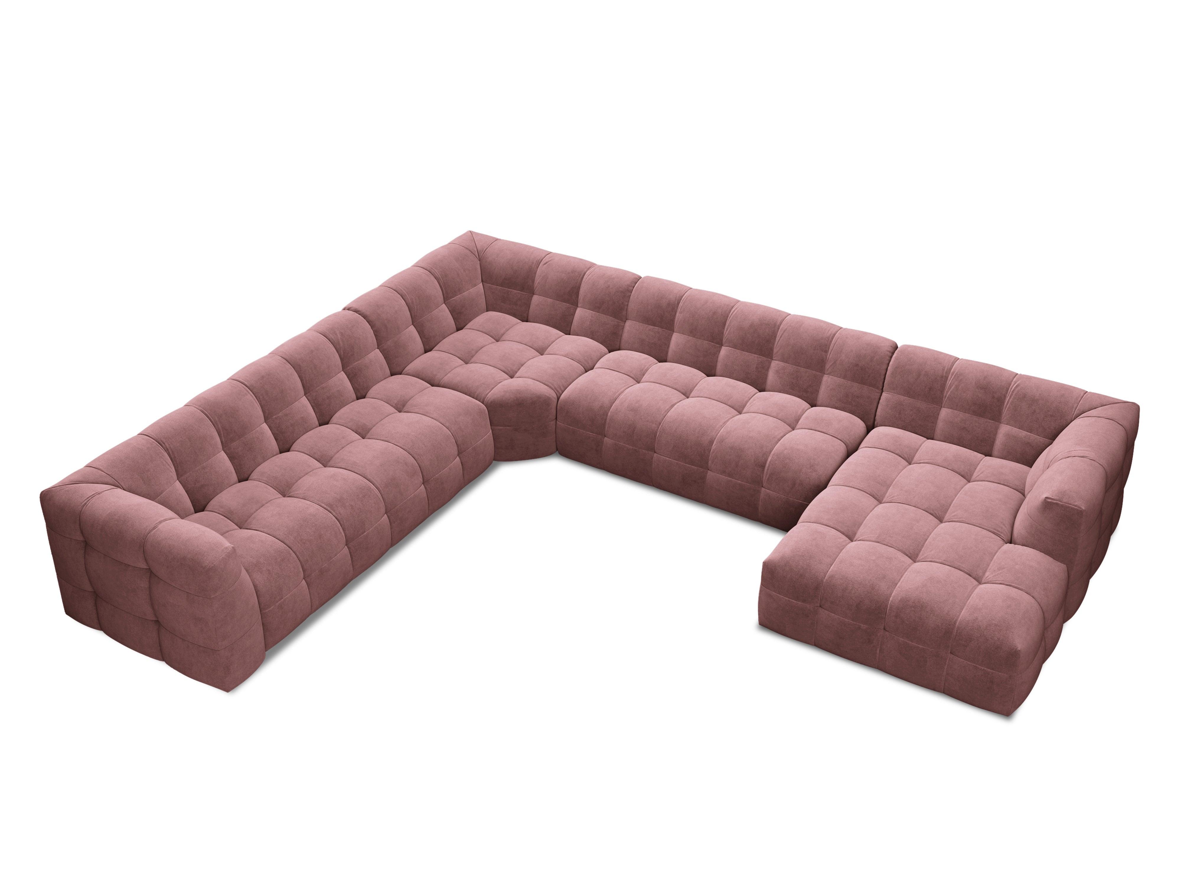 U-shaped corner sofa velvet left VESTA pink - Eye on Design